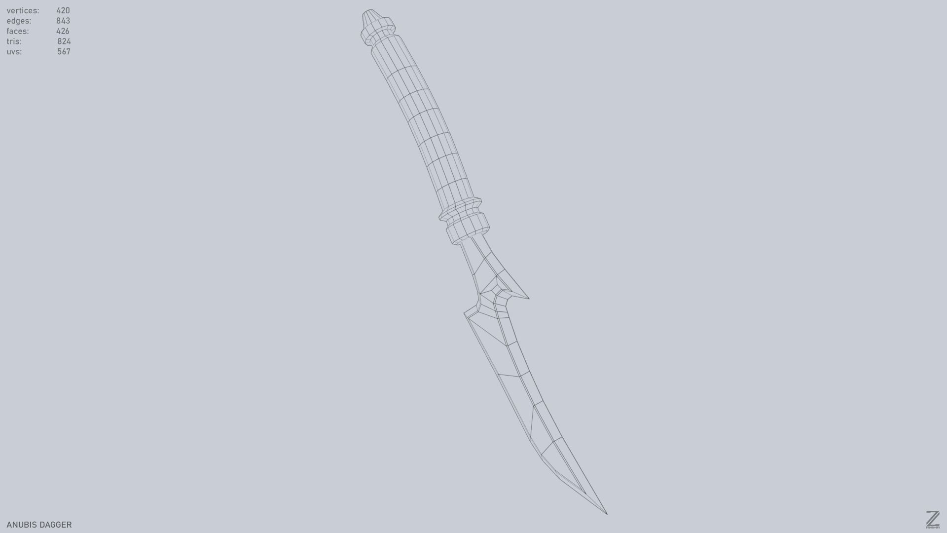 Anubis dagger Low-poly 3D model_13