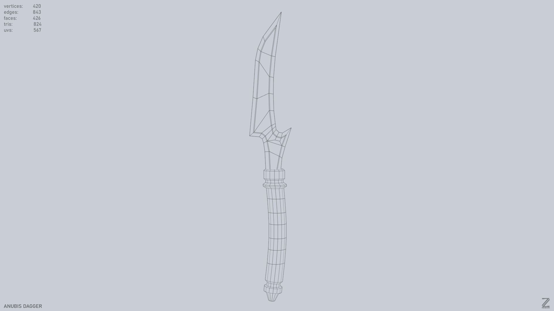 Anubis dagger Low-poly 3D model_9