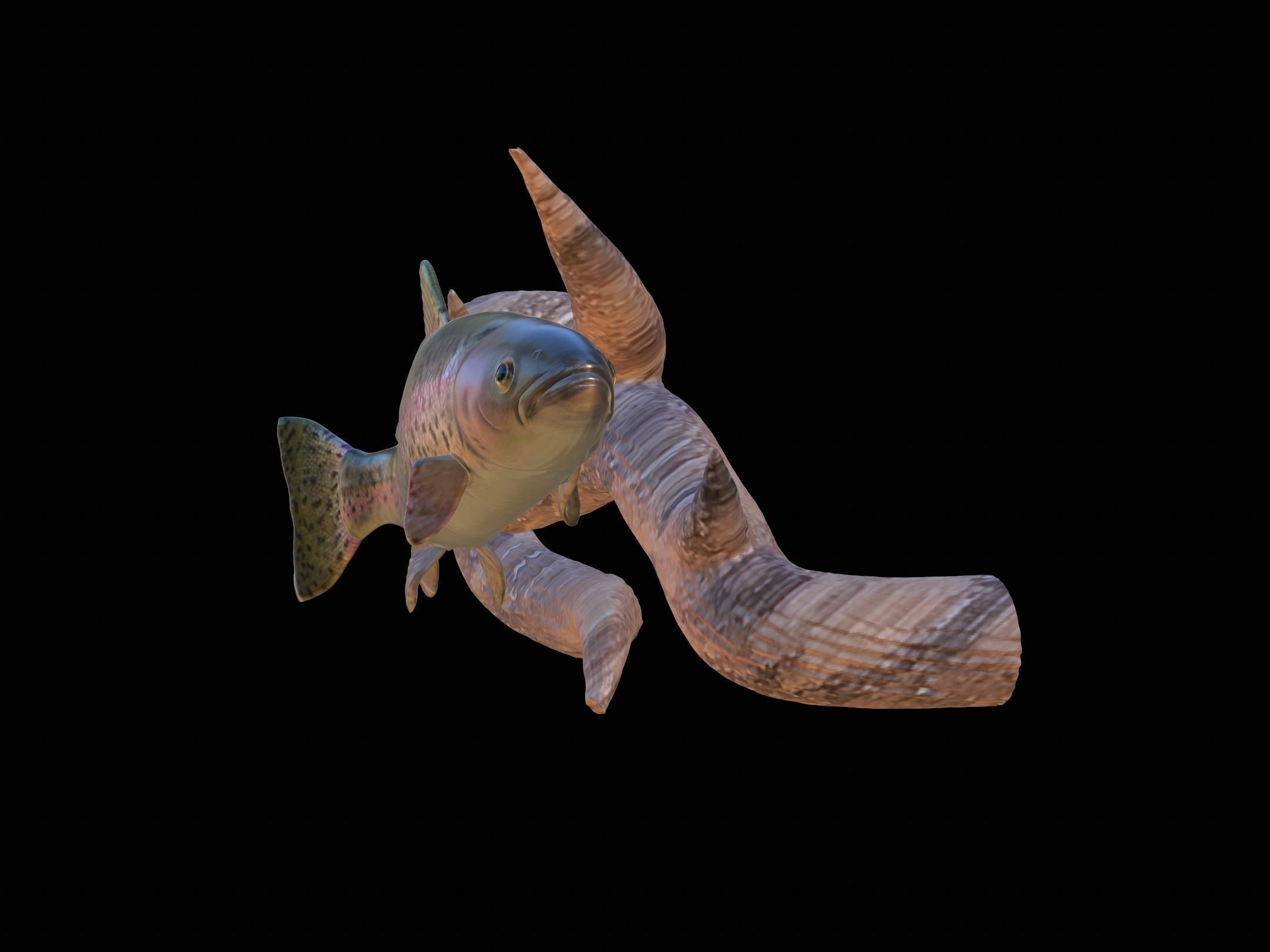 RAINBOW UNDERWATER STATUE ON THE WALL DETAILED TEXTURE 3D print model_11