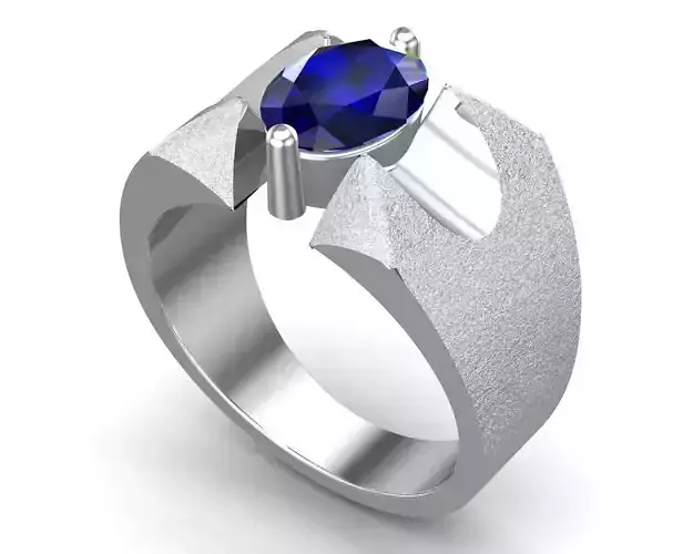 Men Oval Blue Sapphire Ring