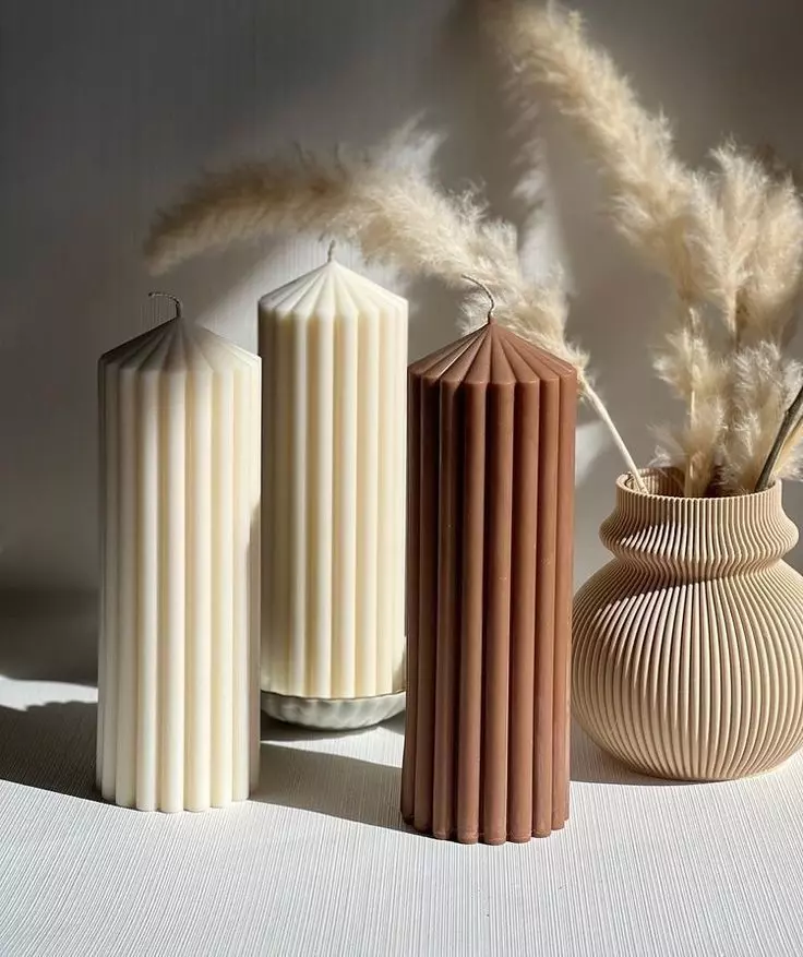 Striped Pillar Candle 3D print model_0