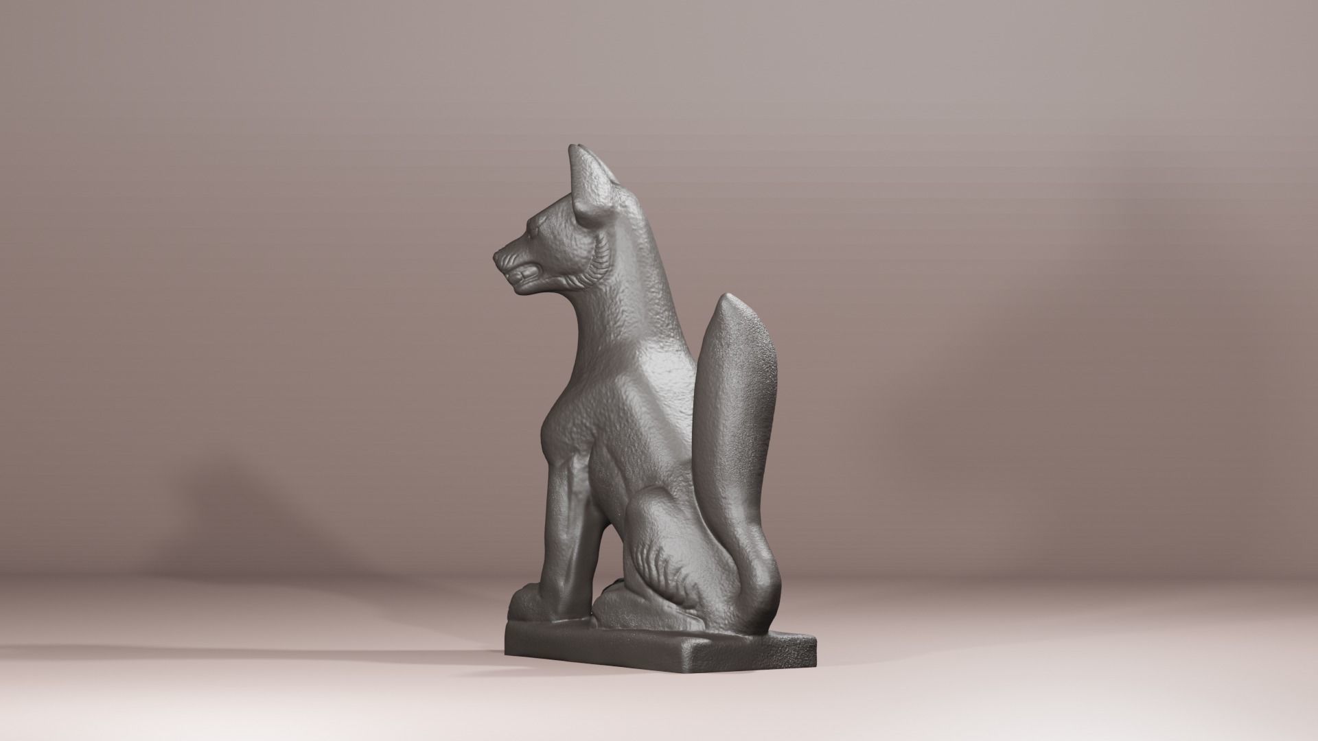 Japanese stone fox Kitsune Inari realistic diorama sculture 3D print model_3