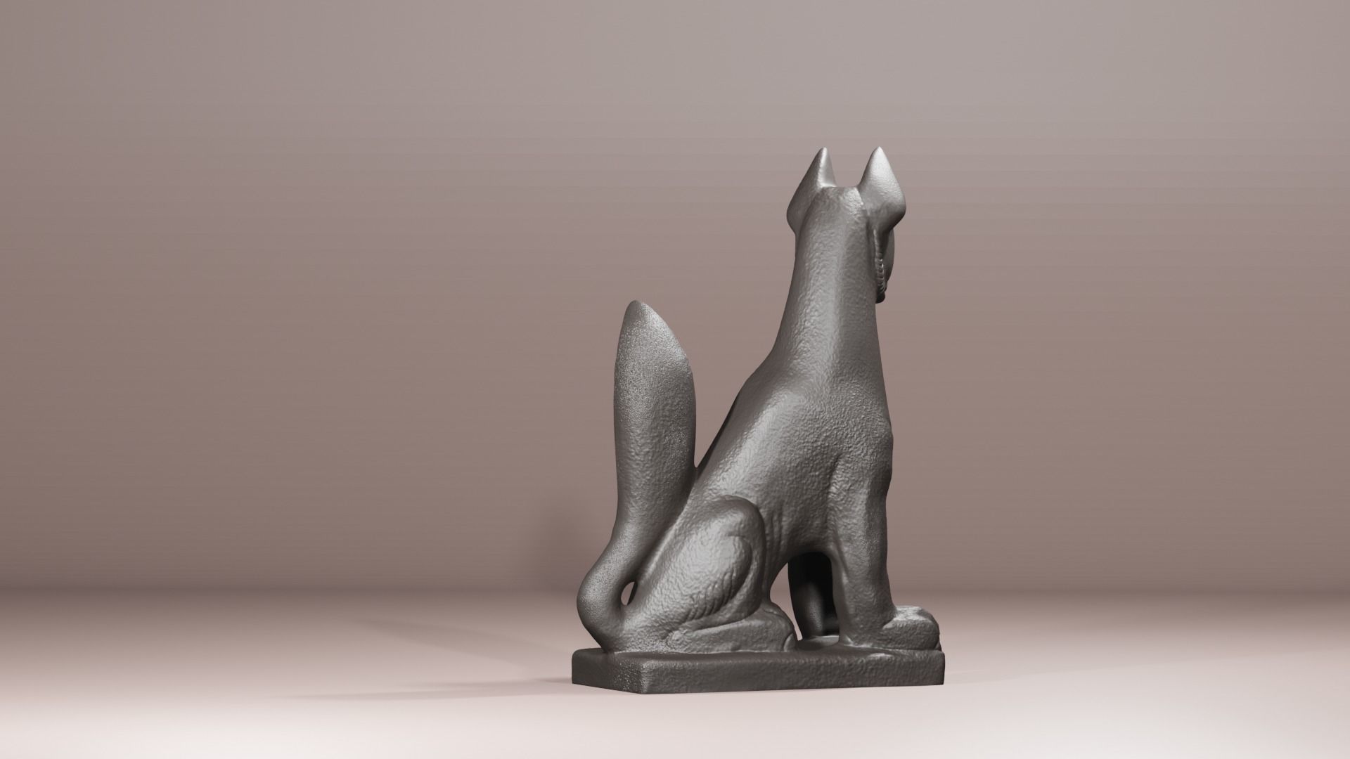 Japanese stone fox Kitsune Inari realistic diorama sculture 3D print model_4