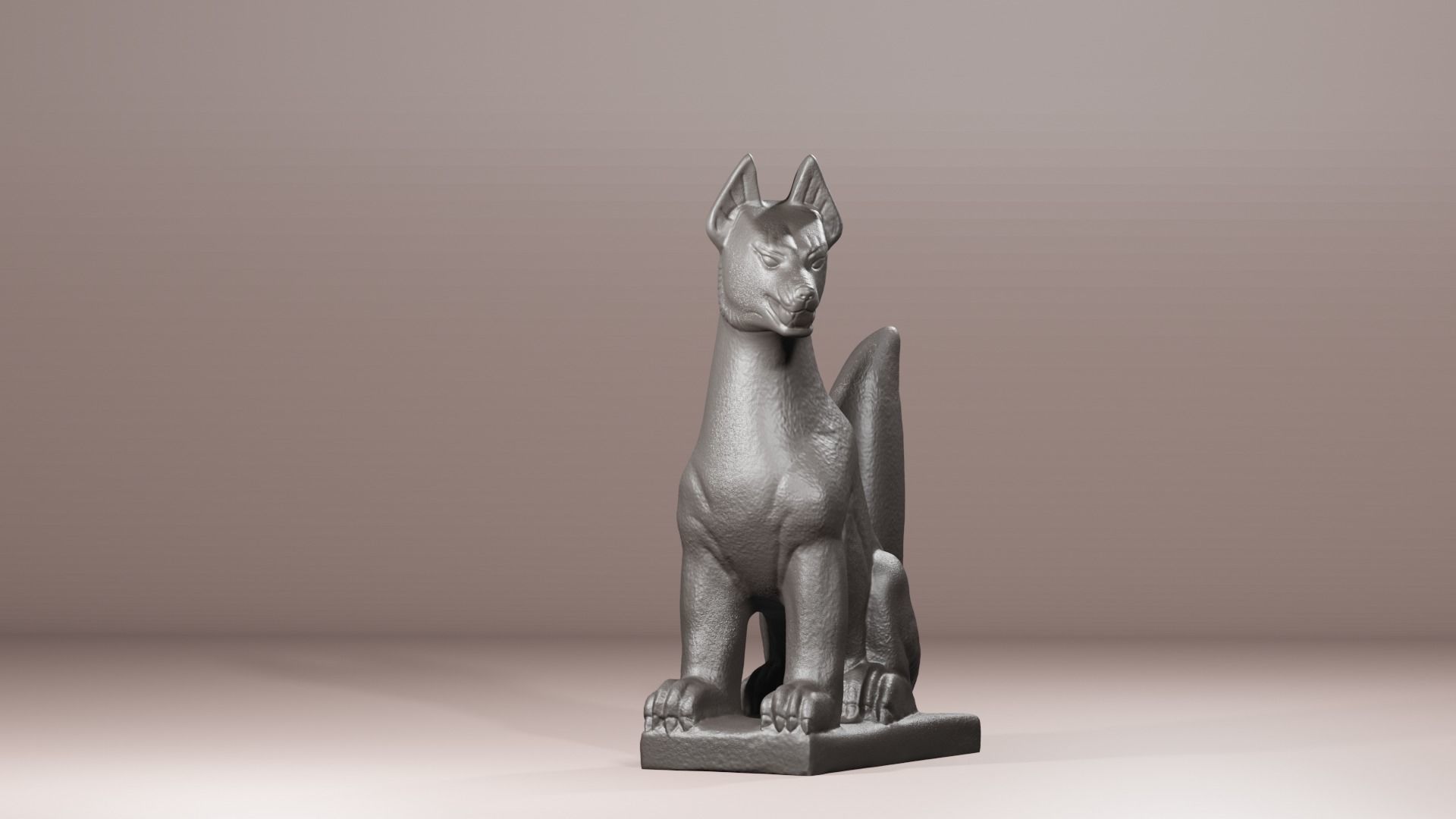 Japanese stone fox Kitsune Inari realistic diorama sculture 3D print model_6