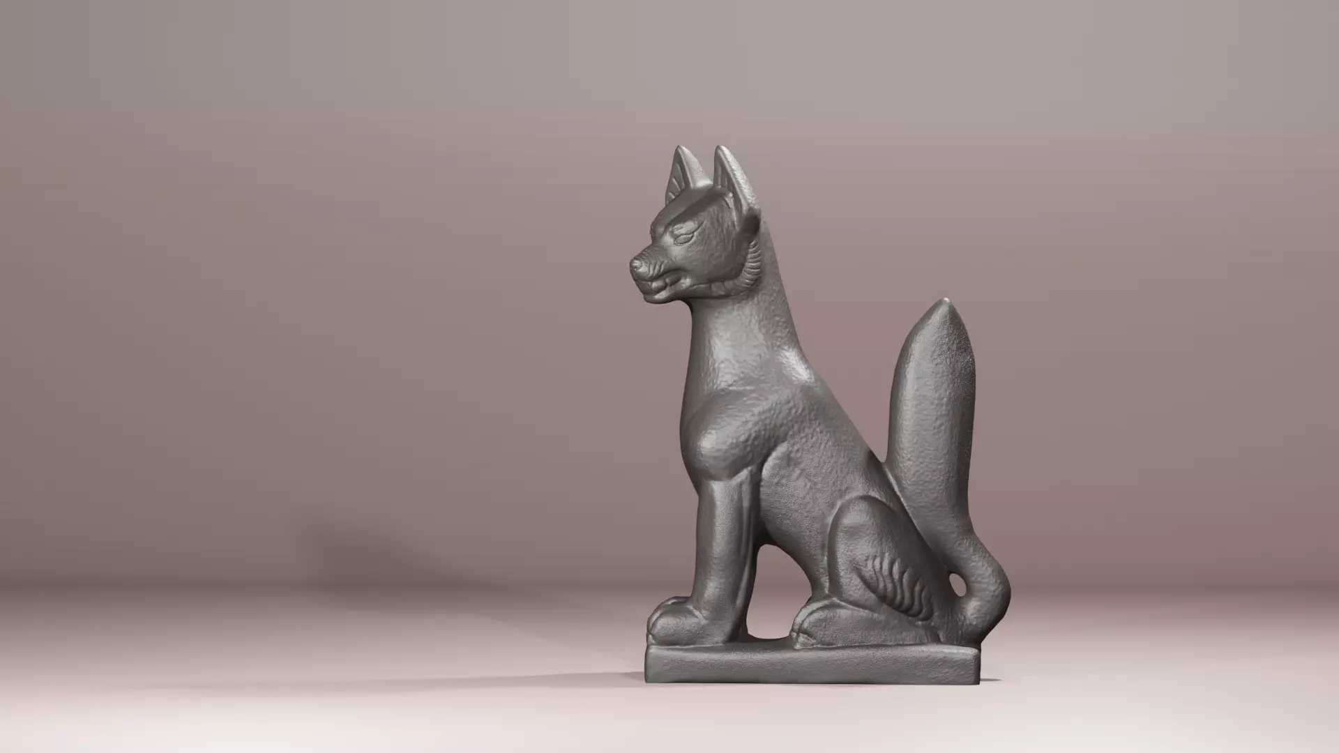 Japanese stone fox Kitsune Inari realistic diorama sculture 3D print model_0