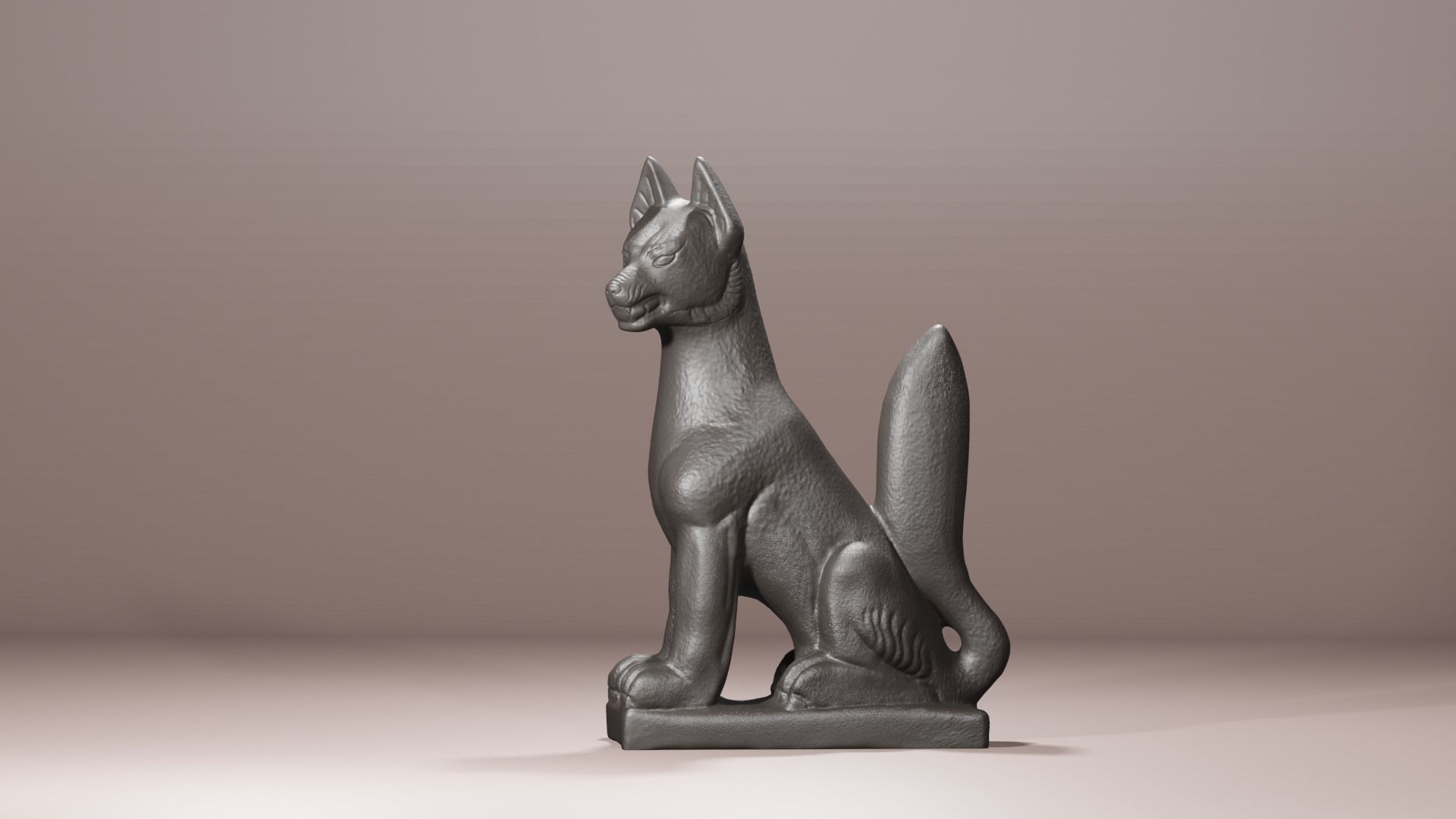 Japanese stone fox Kitsune Inari realistic diorama sculture 3D print model_1