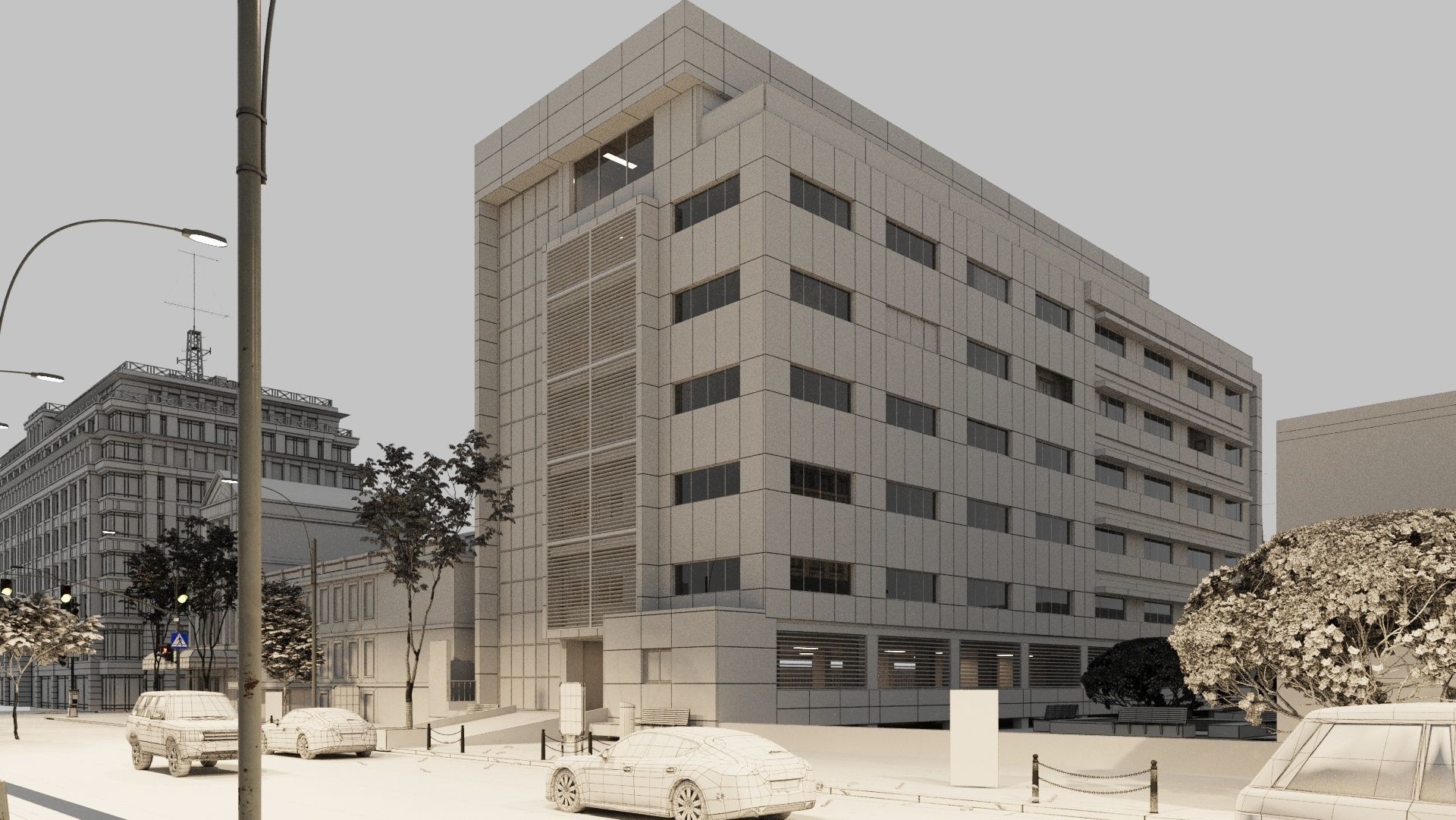 Commercial building 3D exterior Scene 3D model | CGTrader