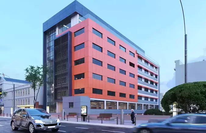 Commercial building 3D exterior Scene 