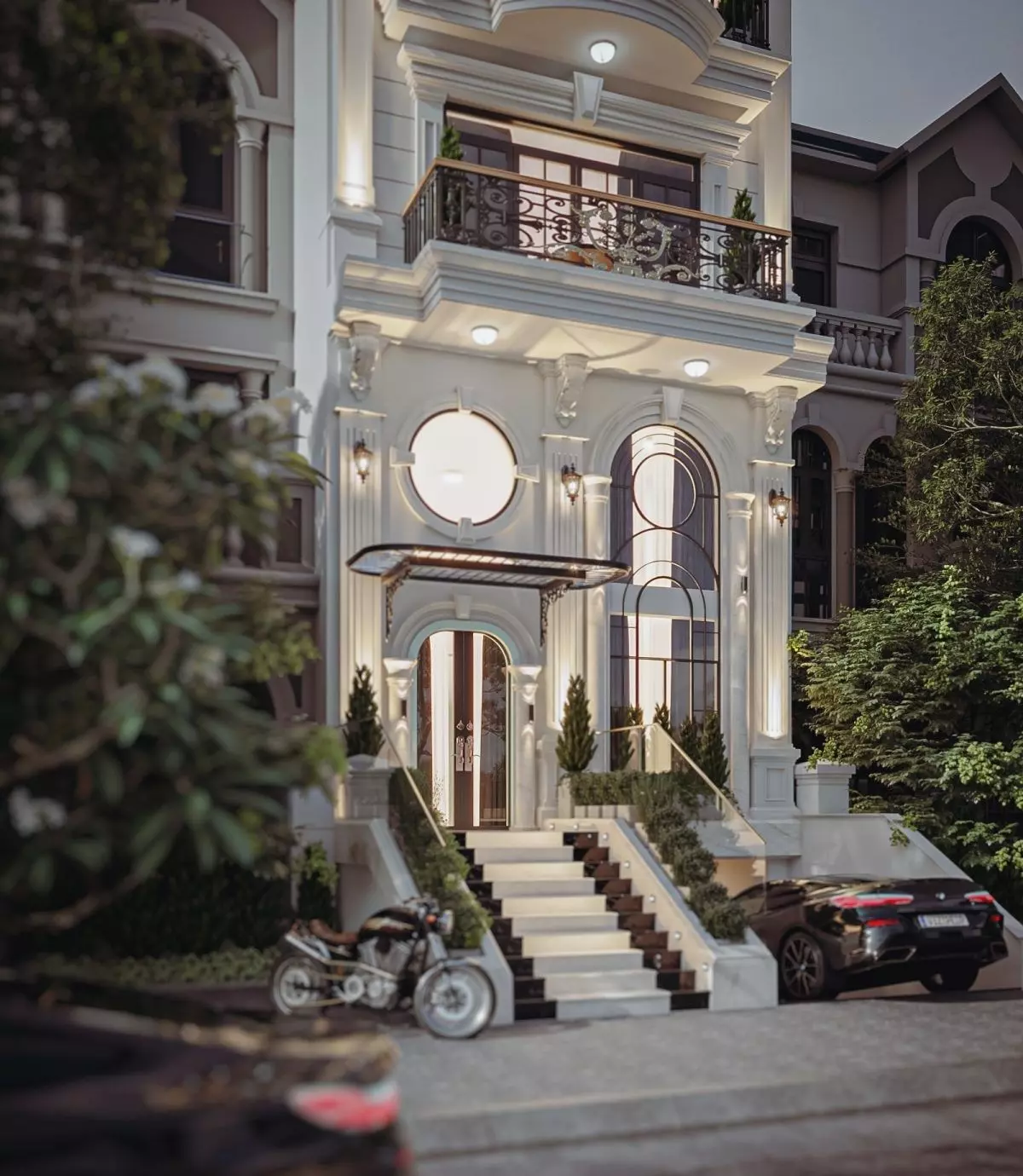 Luxury Hotel Building Exterior Design 3D Max  Low-poly 3D model_0