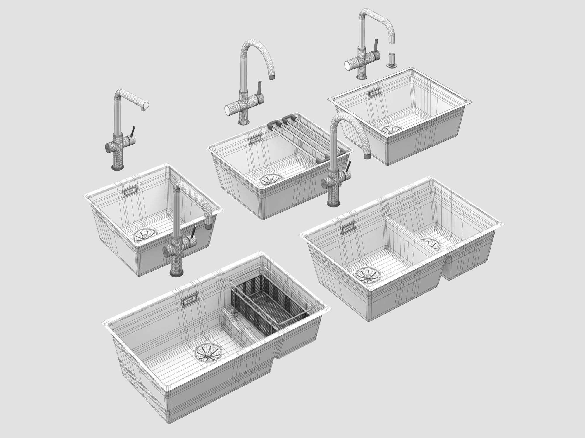 Set of sinks Blanco Subline 1 3D model_16