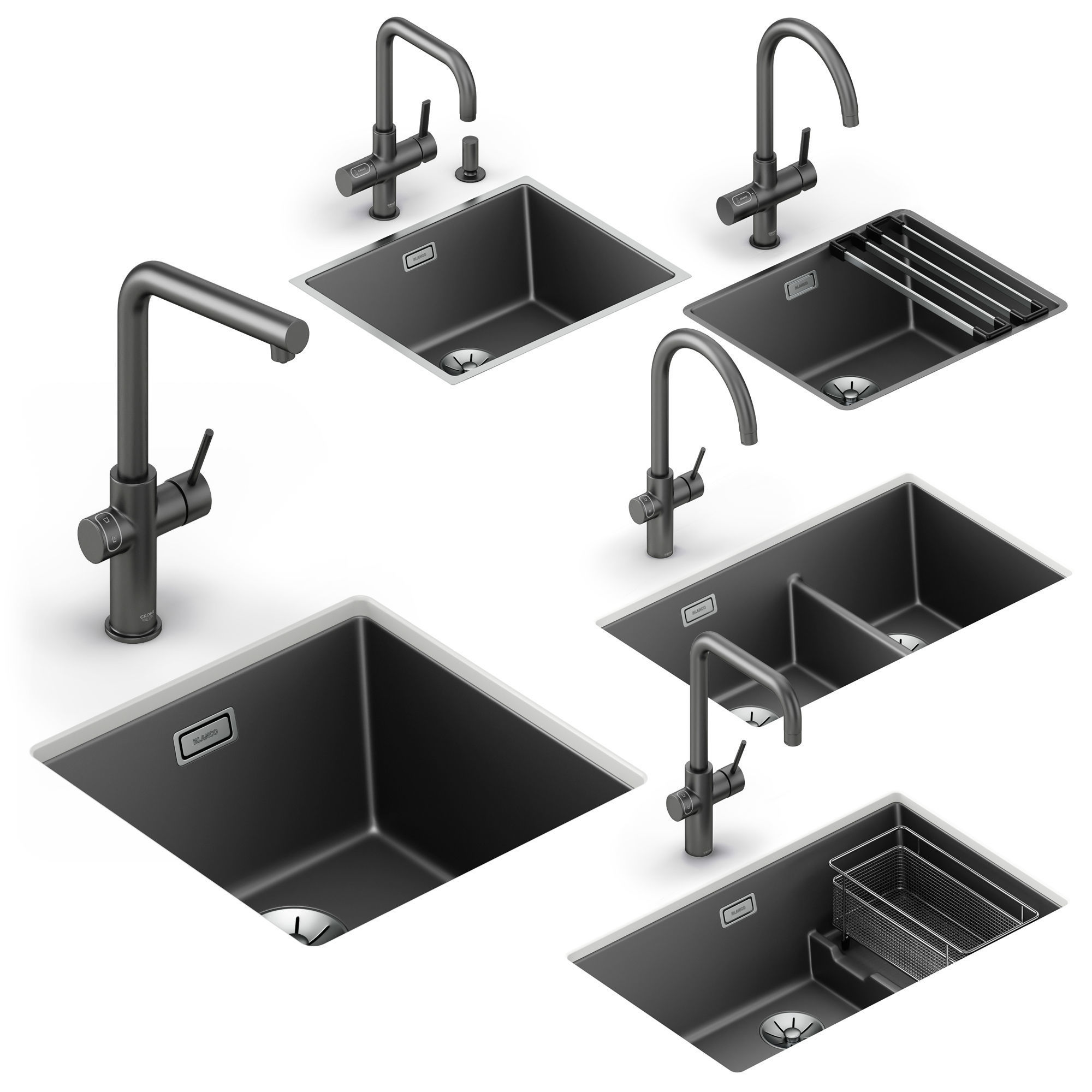 Set of sinks Blanco Subline 1 3D model_1