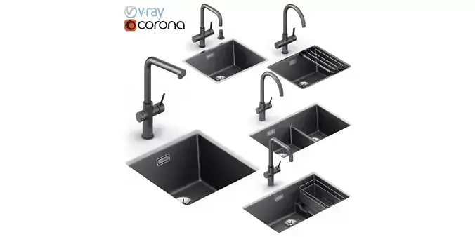 Set of sinks Blanco Subline 1 3D model