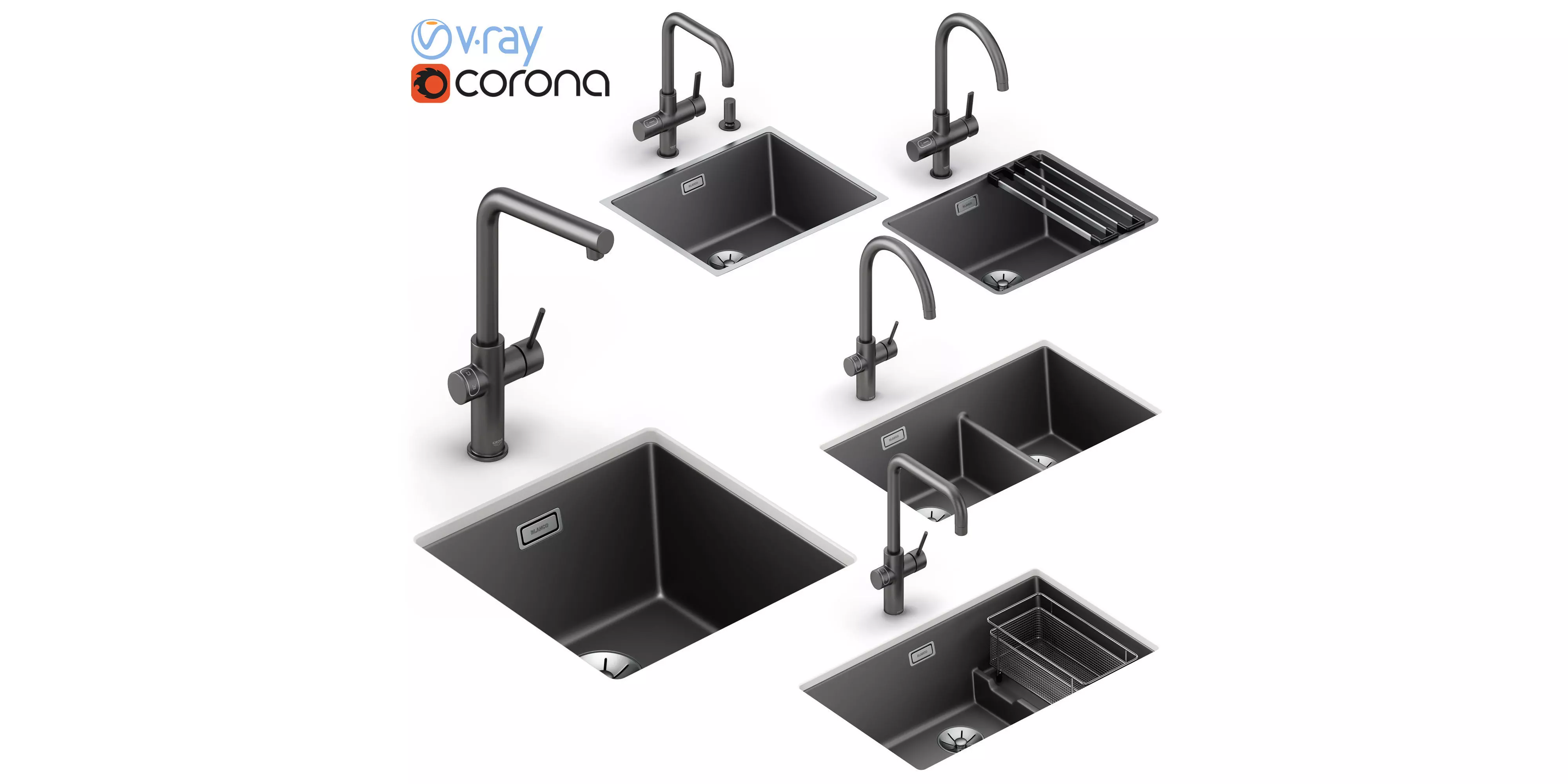 Set of sinks Blanco Subline 1 3D model_0