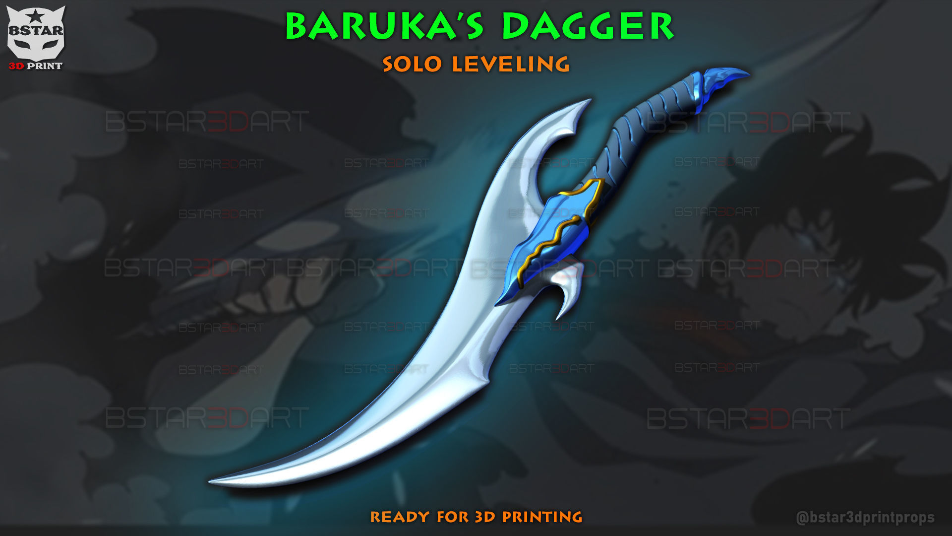 Baruka Dagger High Quality - Solo Leveling Cosplay 3D print model_21