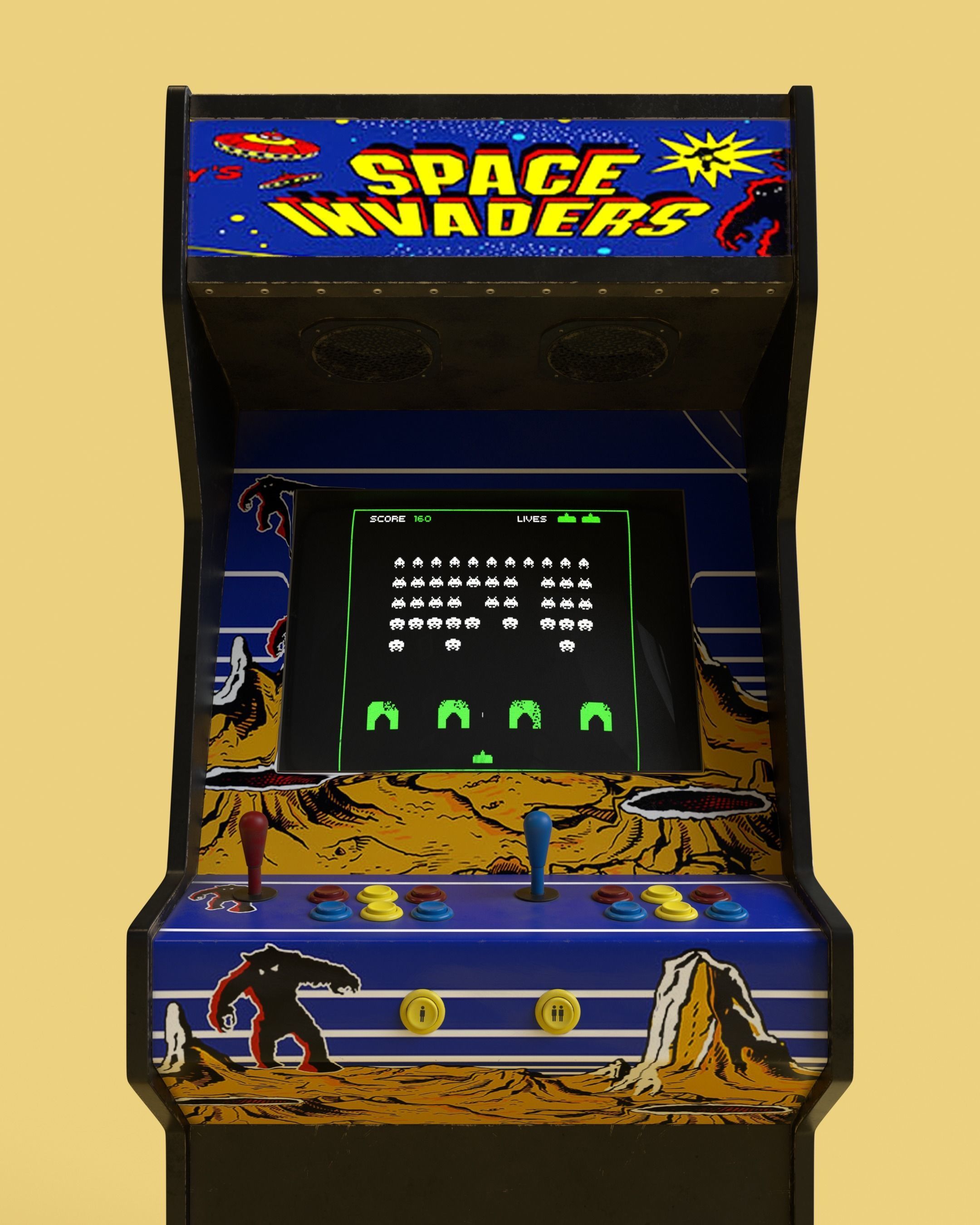 Space Invaders Arcade cabinet high detailed 3D model_7