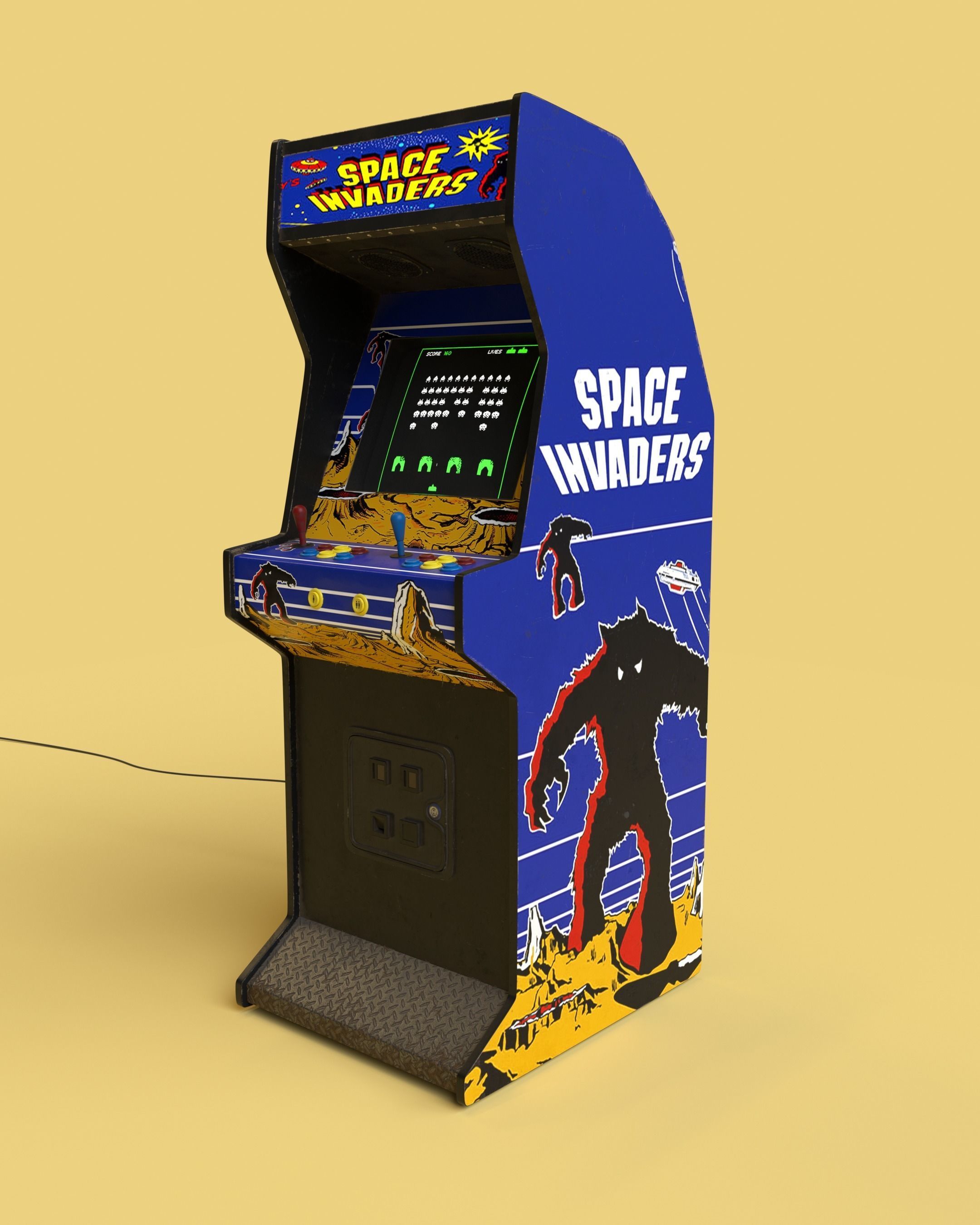 Space Invaders Arcade cabinet high detailed 3D model_1