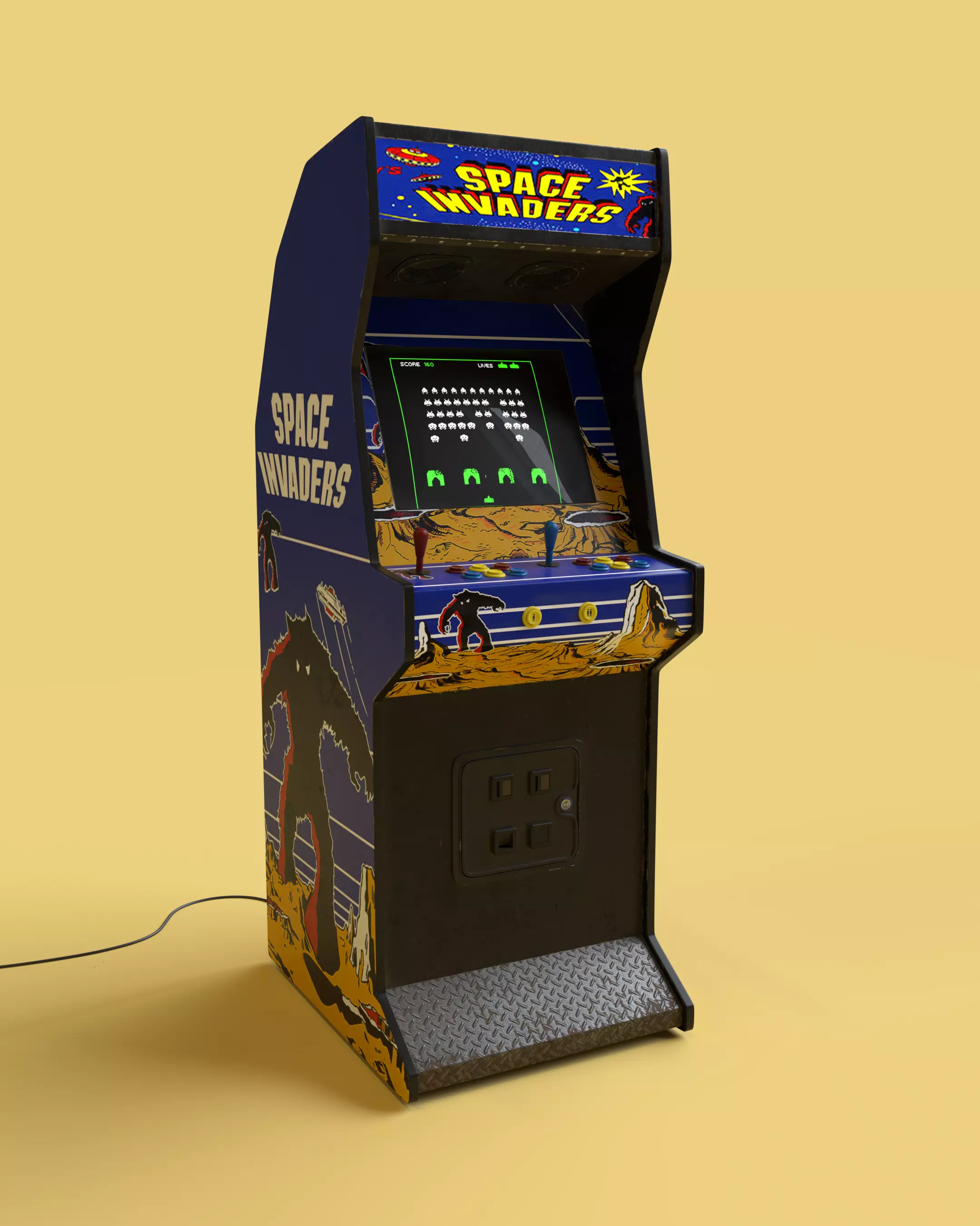 Space Invaders Arcade cabinet high detailed 3D model_0