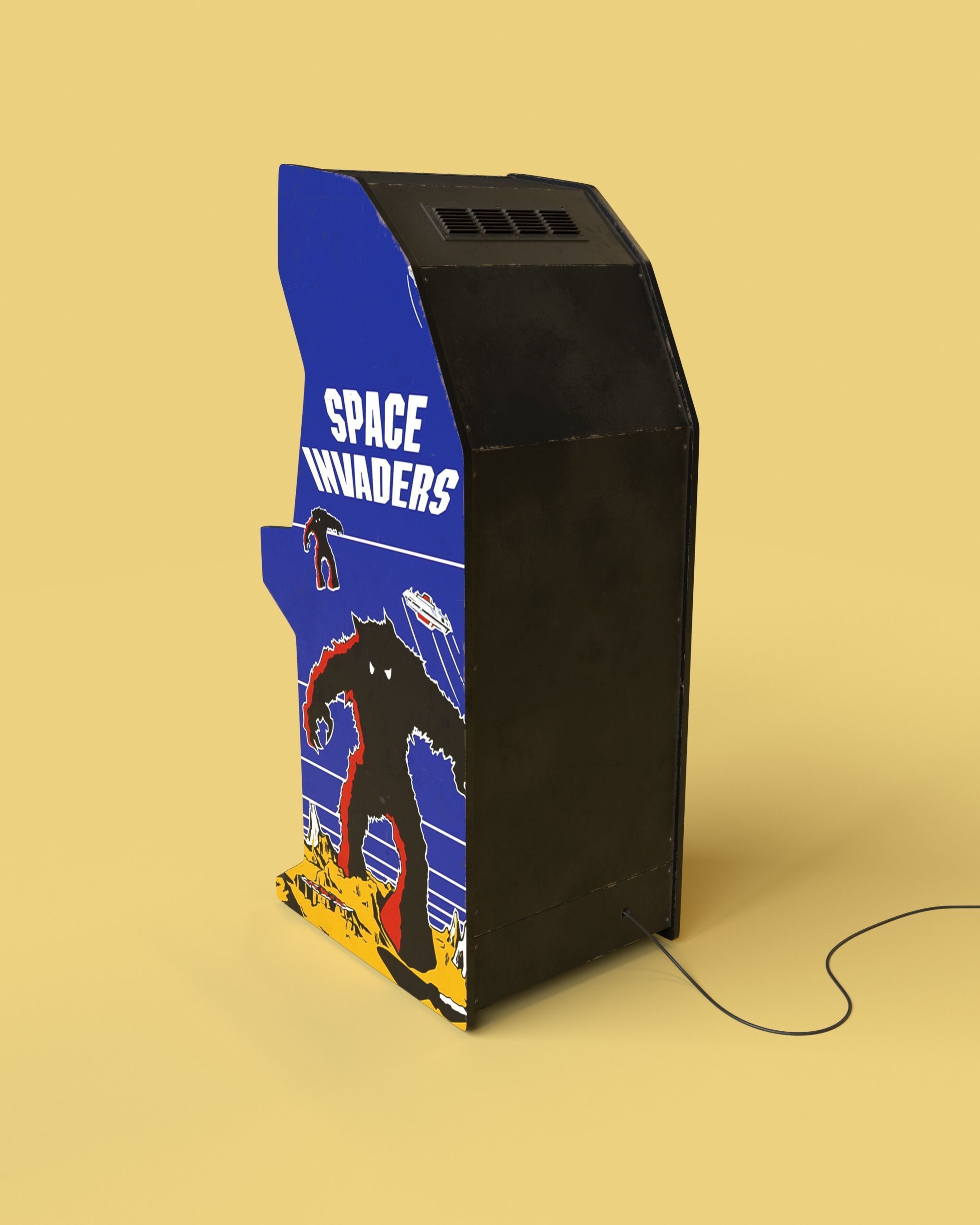 Space Invaders Arcade cabinet high detailed 3D model_2