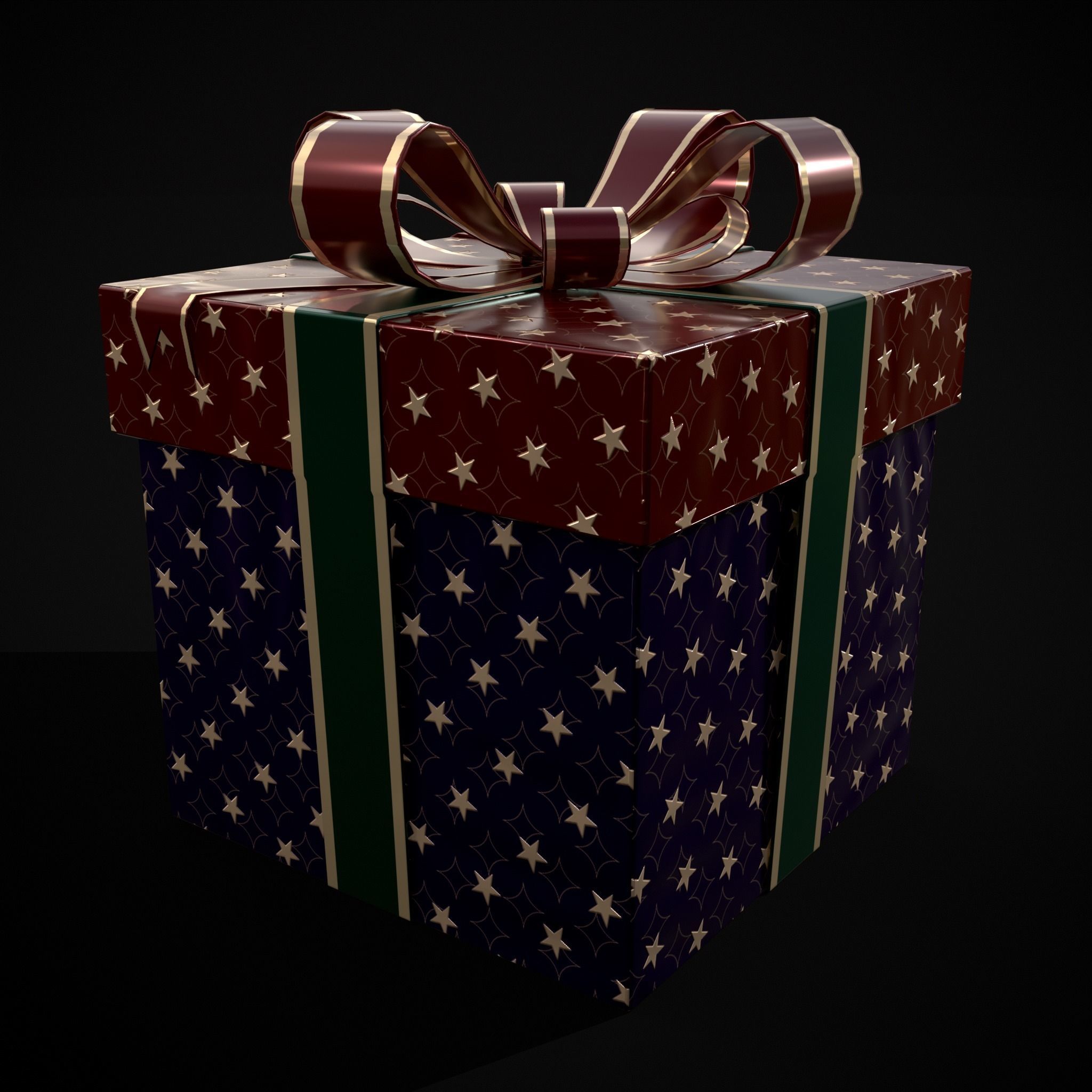 Holiday Gift Box Low-poly 3D model_15