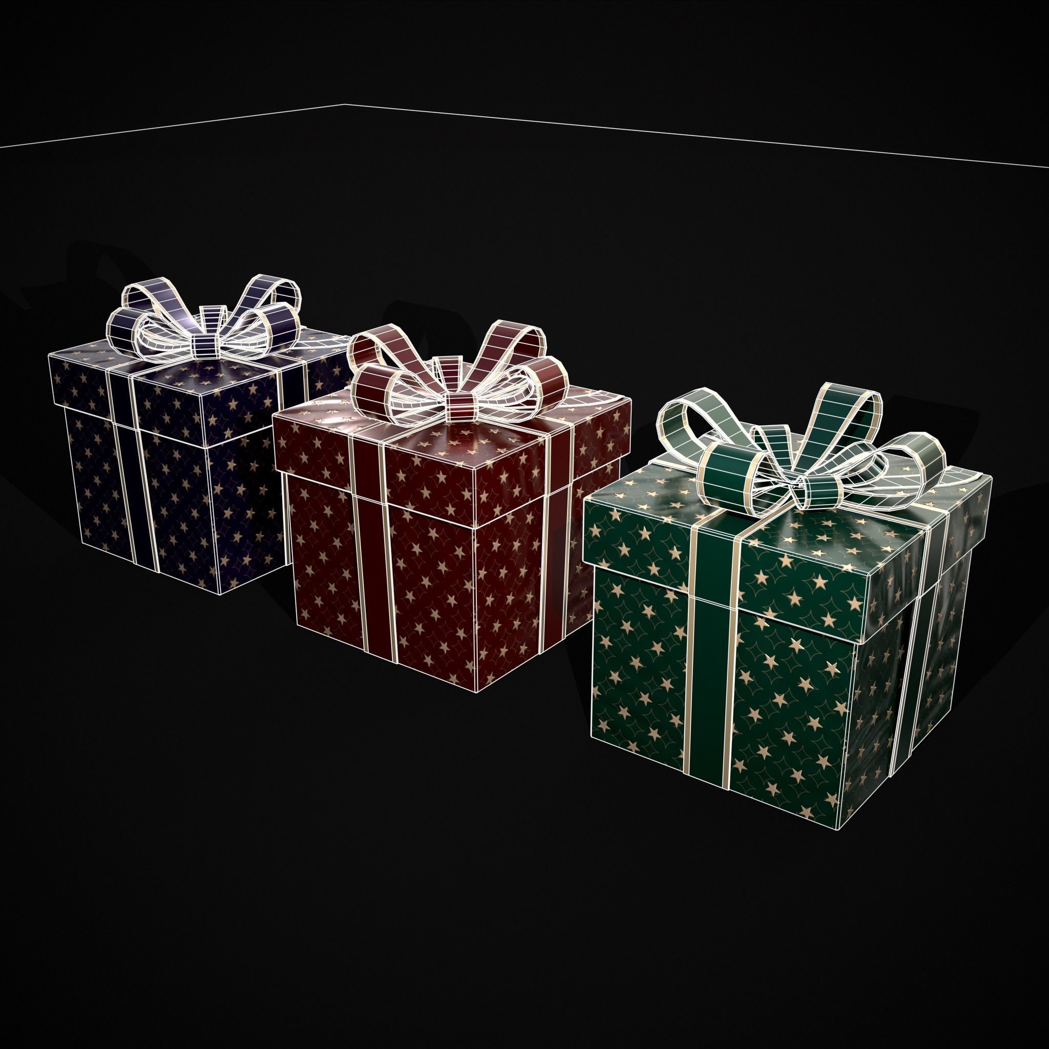 Holiday Gift Box Low-poly 3D model_2