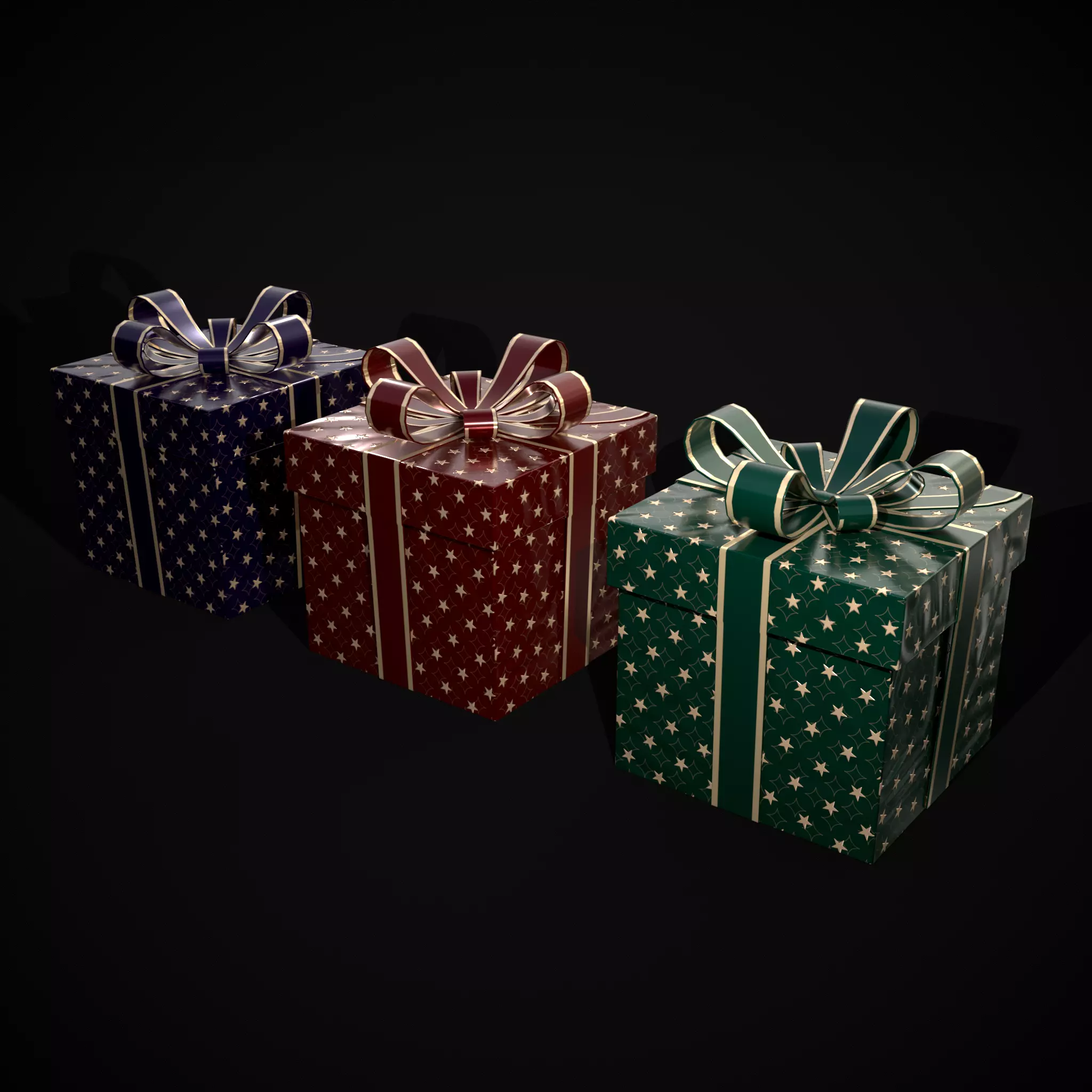 Holiday Gift Box Low-poly 3D model_0