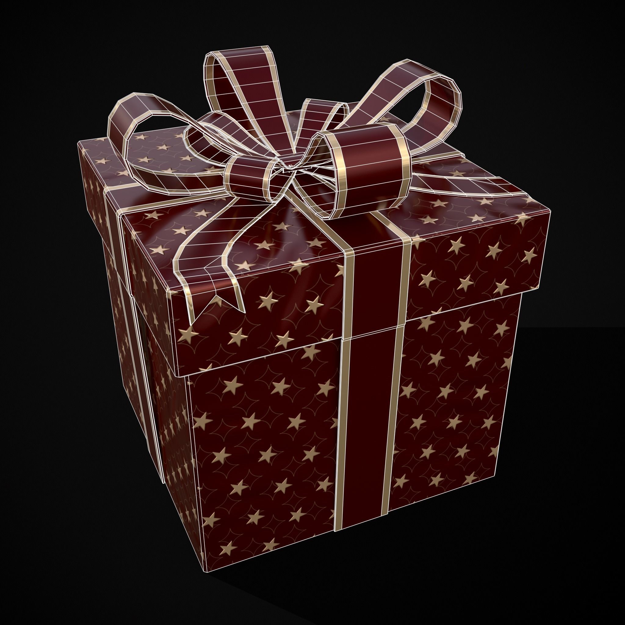 Holiday Gift Box Low-poly 3D model_10