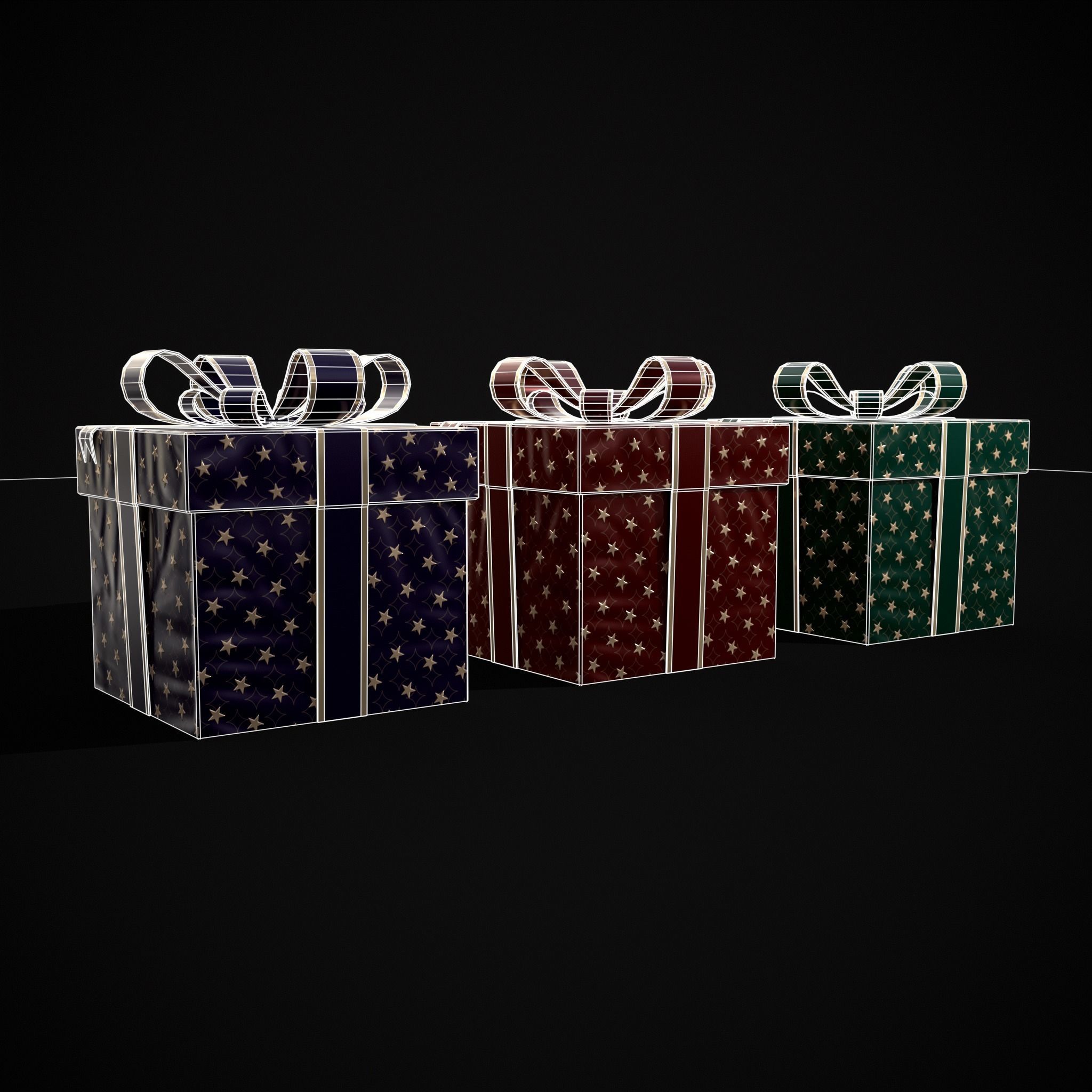Holiday Gift Box Low-poly 3D model_18