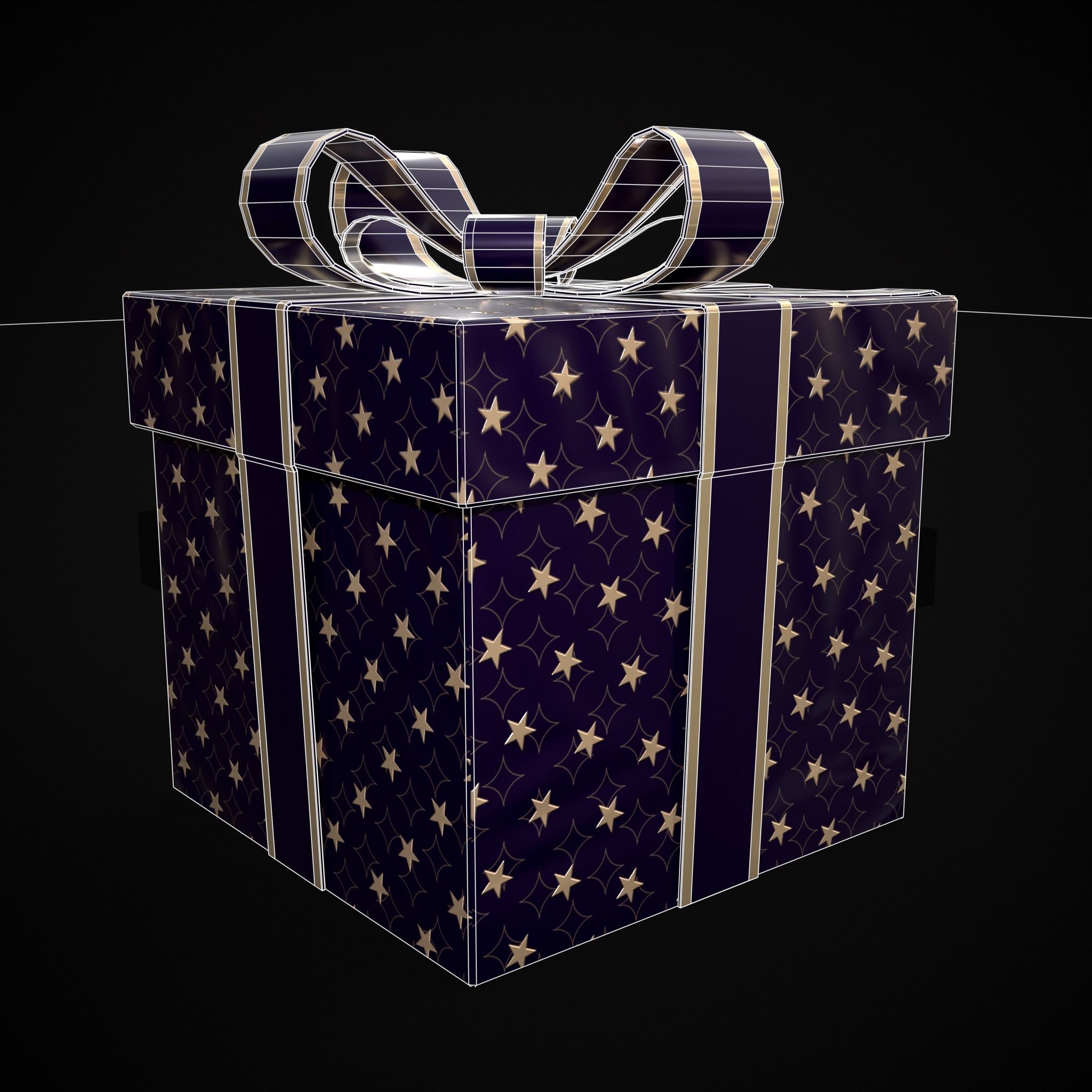 Holiday Gift Box Low-poly 3D model_8