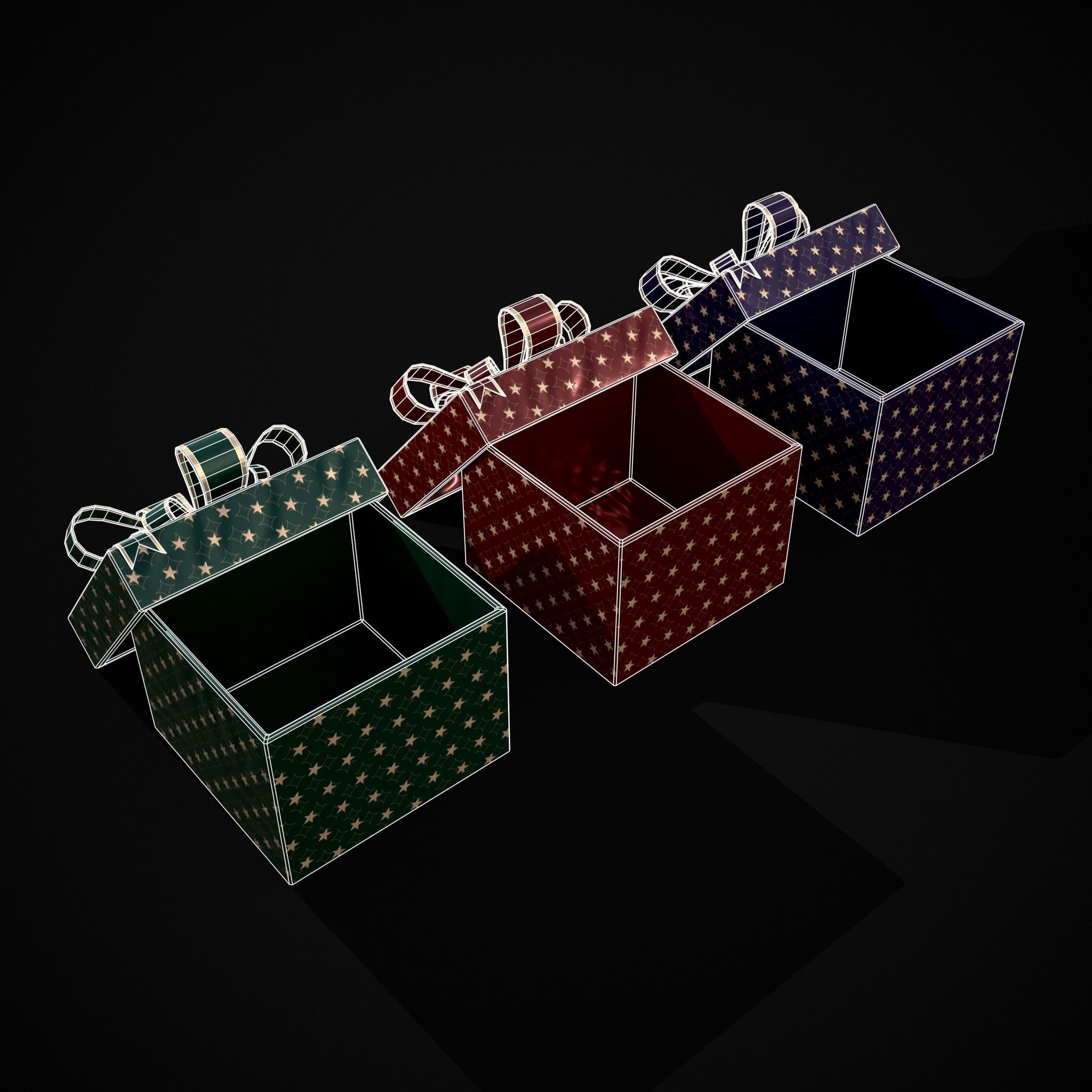 Holiday Gift Box Low-poly 3D model_4