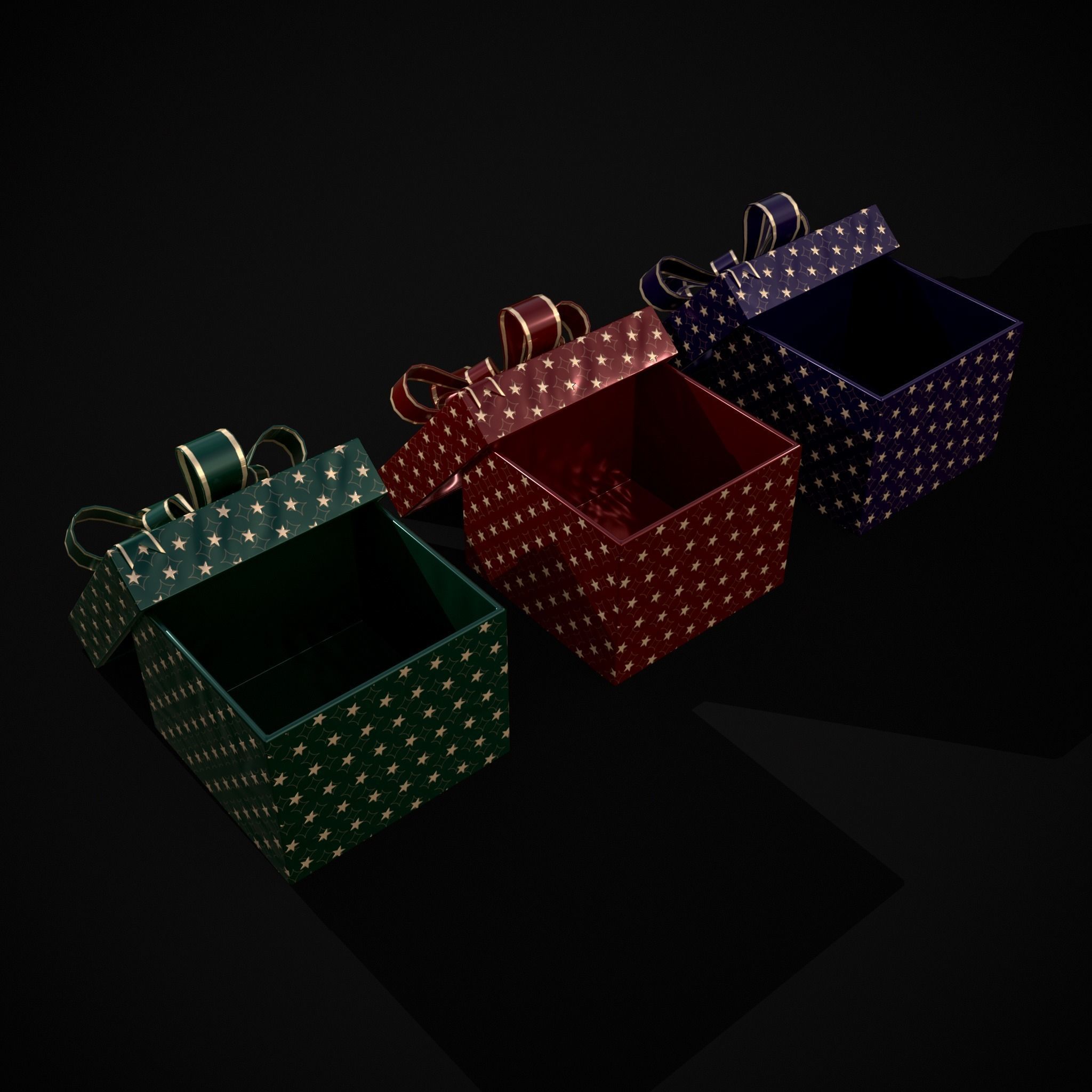 Holiday Gift Box Low-poly 3D model_3