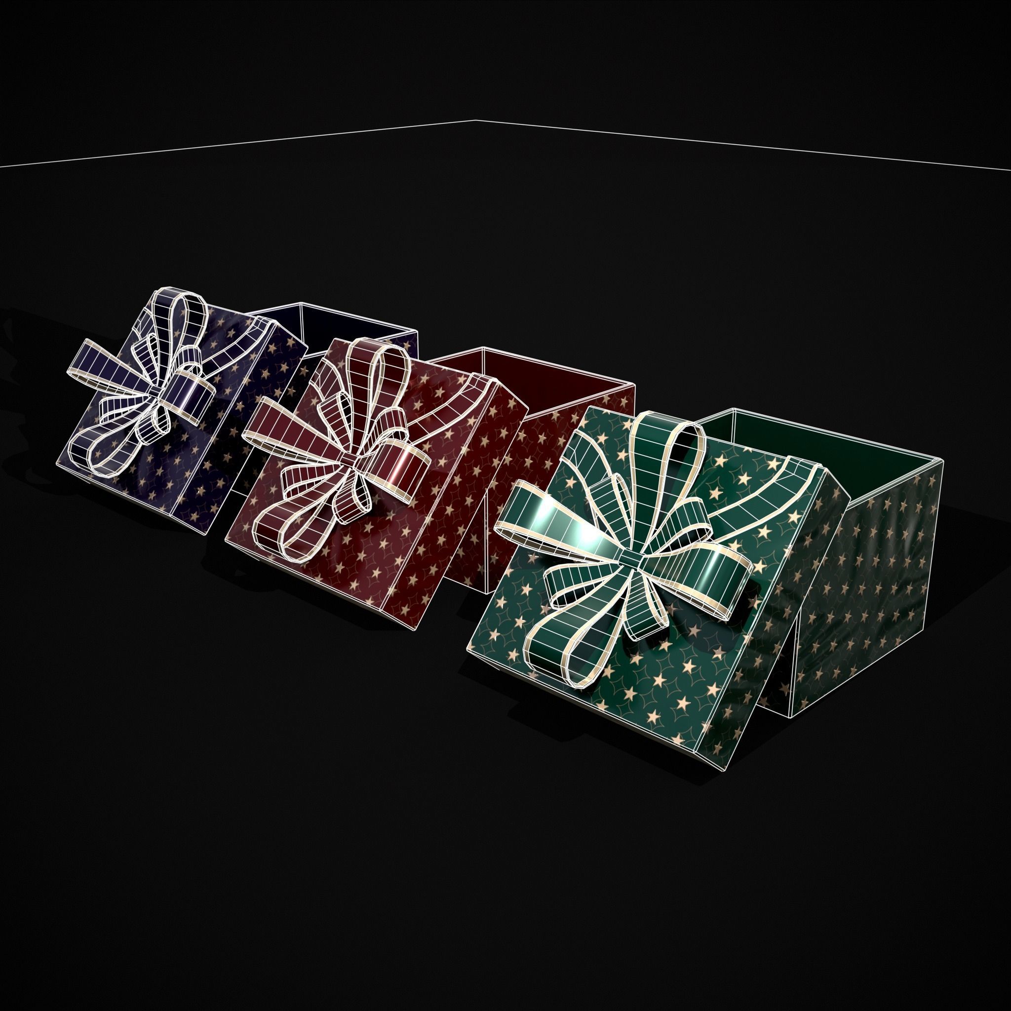 Holiday Gift Box Low-poly 3D model_6