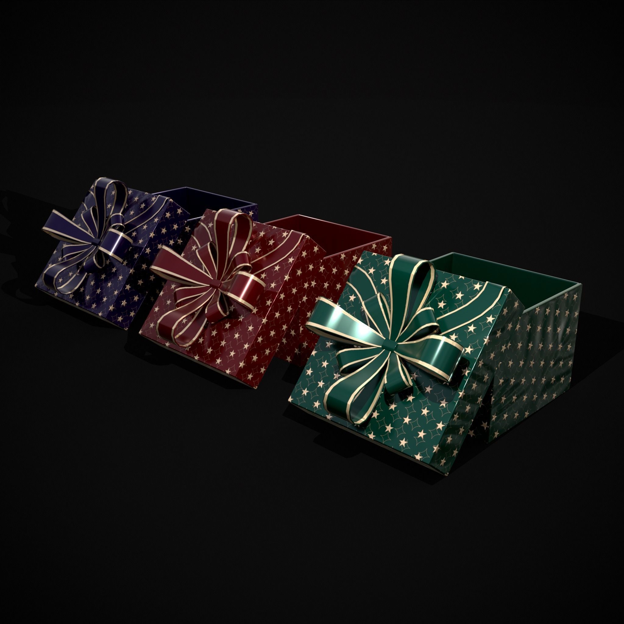 Holiday Gift Box Low-poly 3D model_5