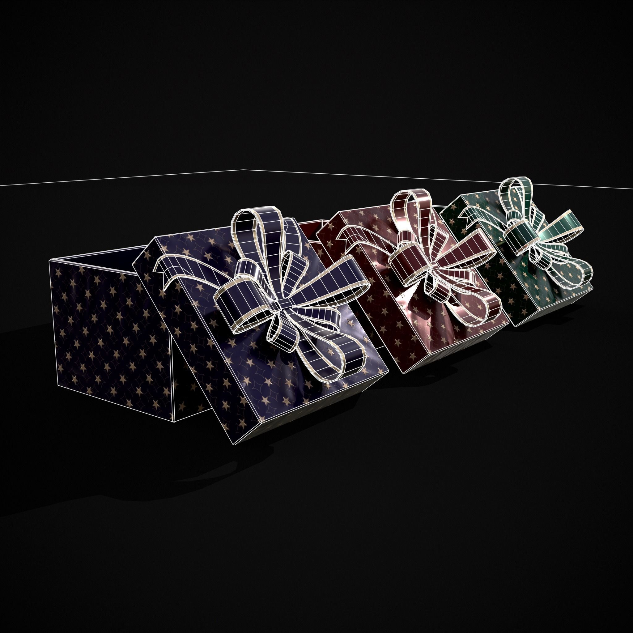 Holiday Gift Box Low-poly 3D model_20