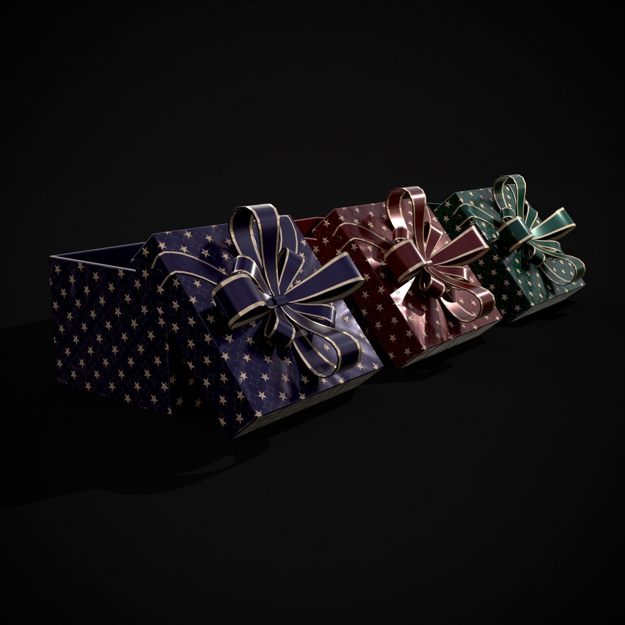 Holiday Gift Box Low-poly 3D model_19