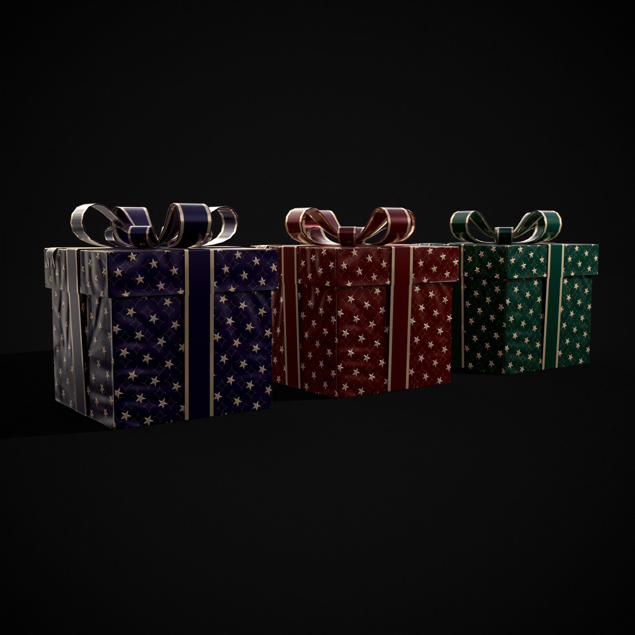 Holiday Gift Box Low-poly 3D model_17
