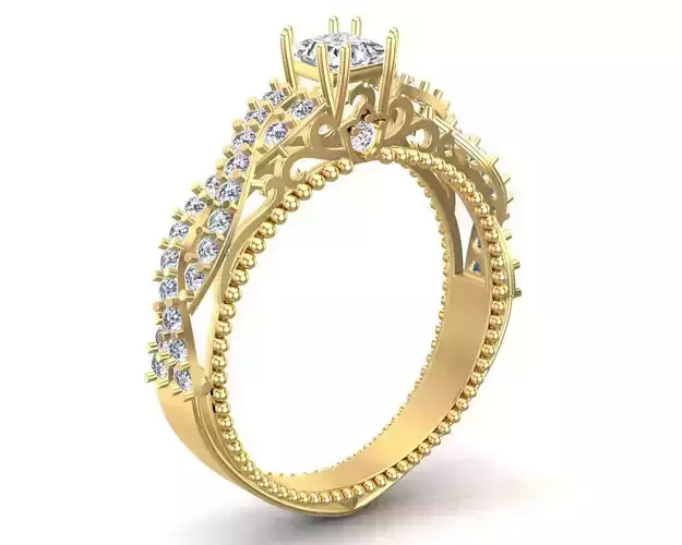 Gold Engagement Diamonds Ring