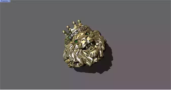Lion ring with crown - Anillo leon con corona 
