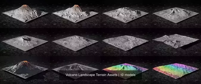 Volcano Landscape Terrain Assets 3D Model Collection