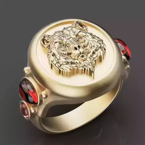 Bear ring silver gold jewelry printable 3D model