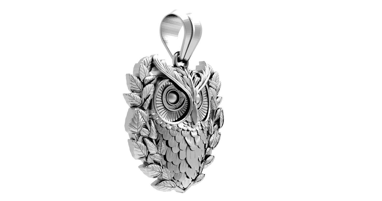 Owl pendant 3D print model_6