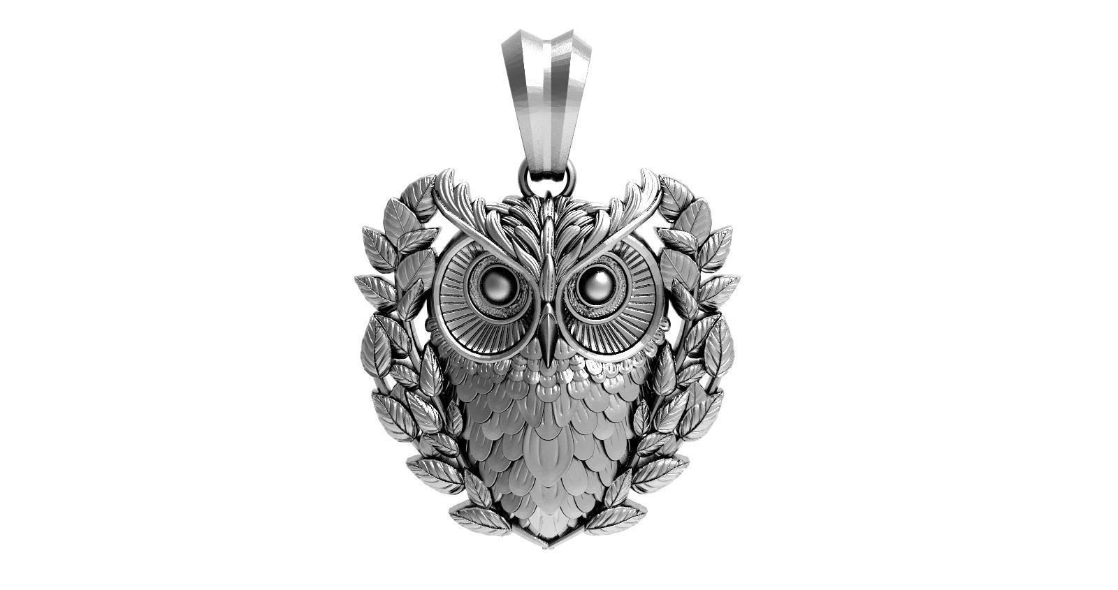 Owl pendant 3D print model_4