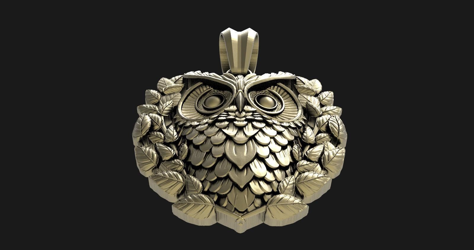 Owl pendant 3D print model_3