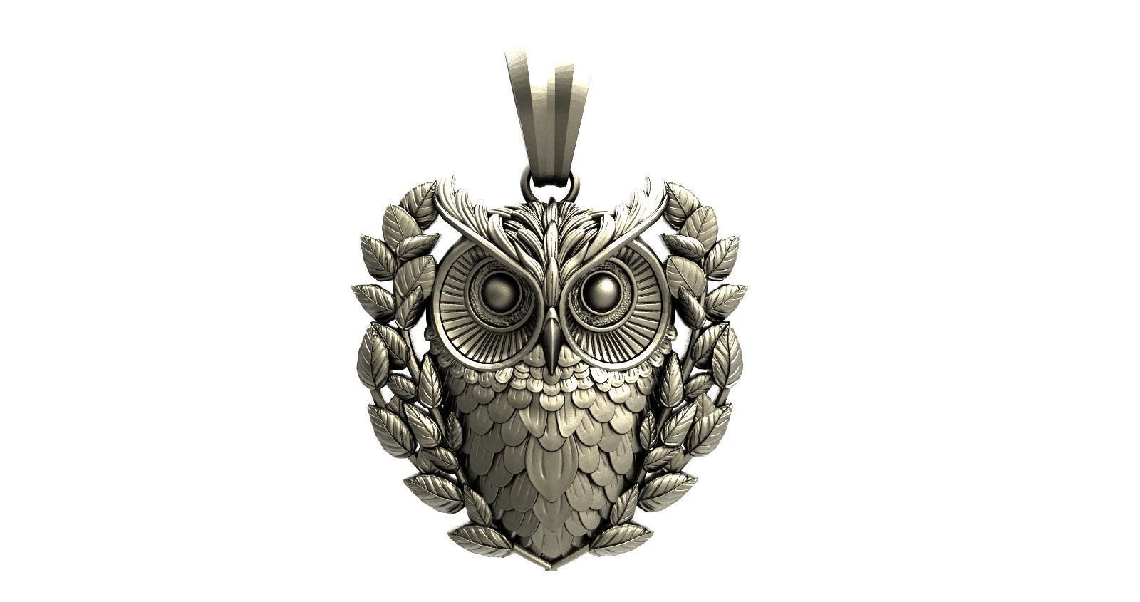 Owl pendant 3D print model_7