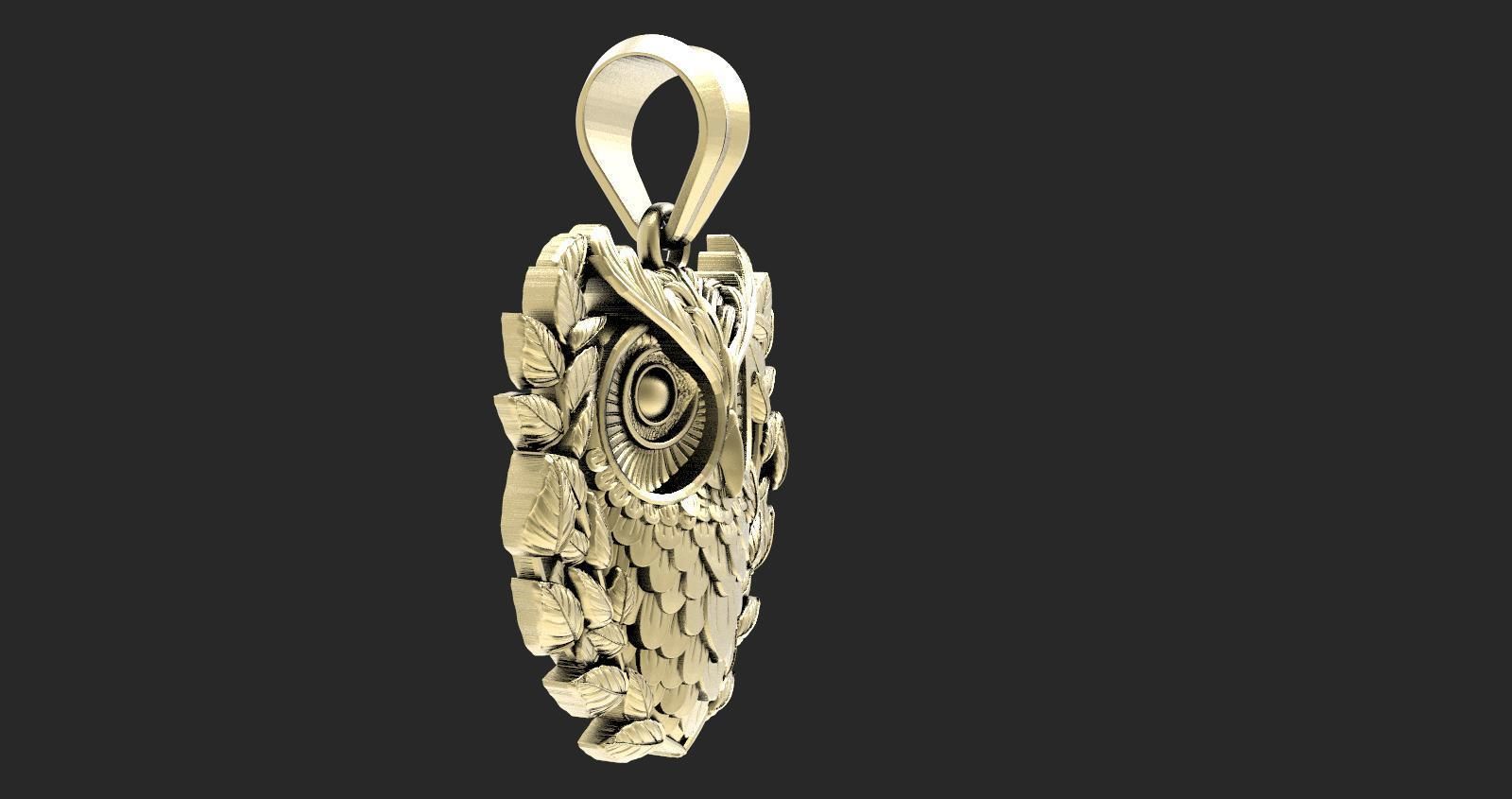 Owl pendant 3D print model_2
