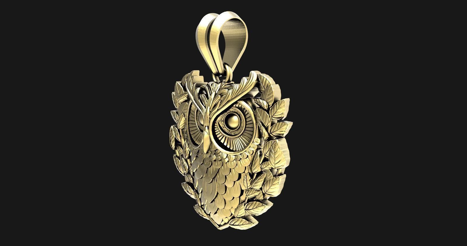 Owl pendant 3D print model_1