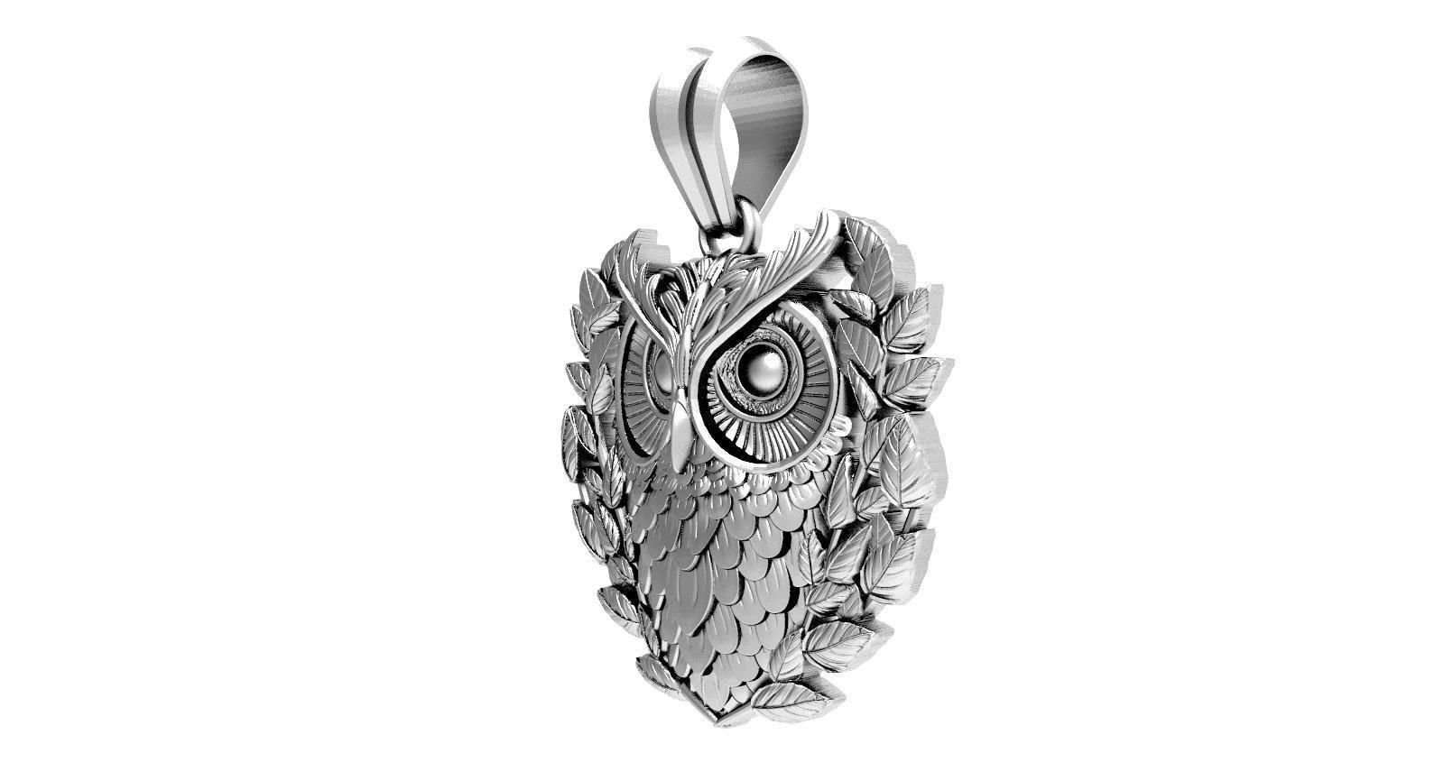 Owl pendant 3D print model_5