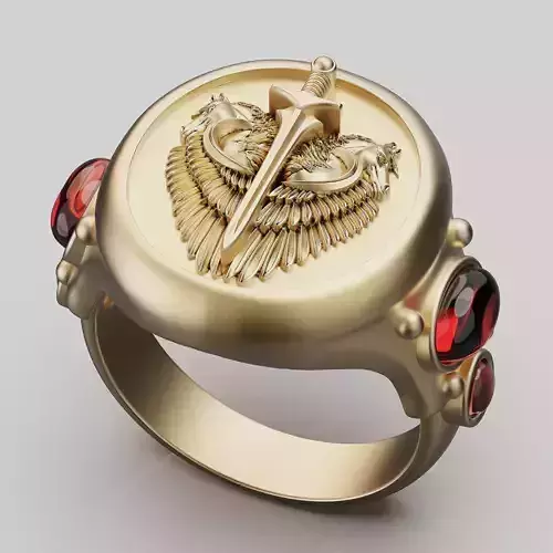 sword horse ring silver gold jewelry printable 3D model