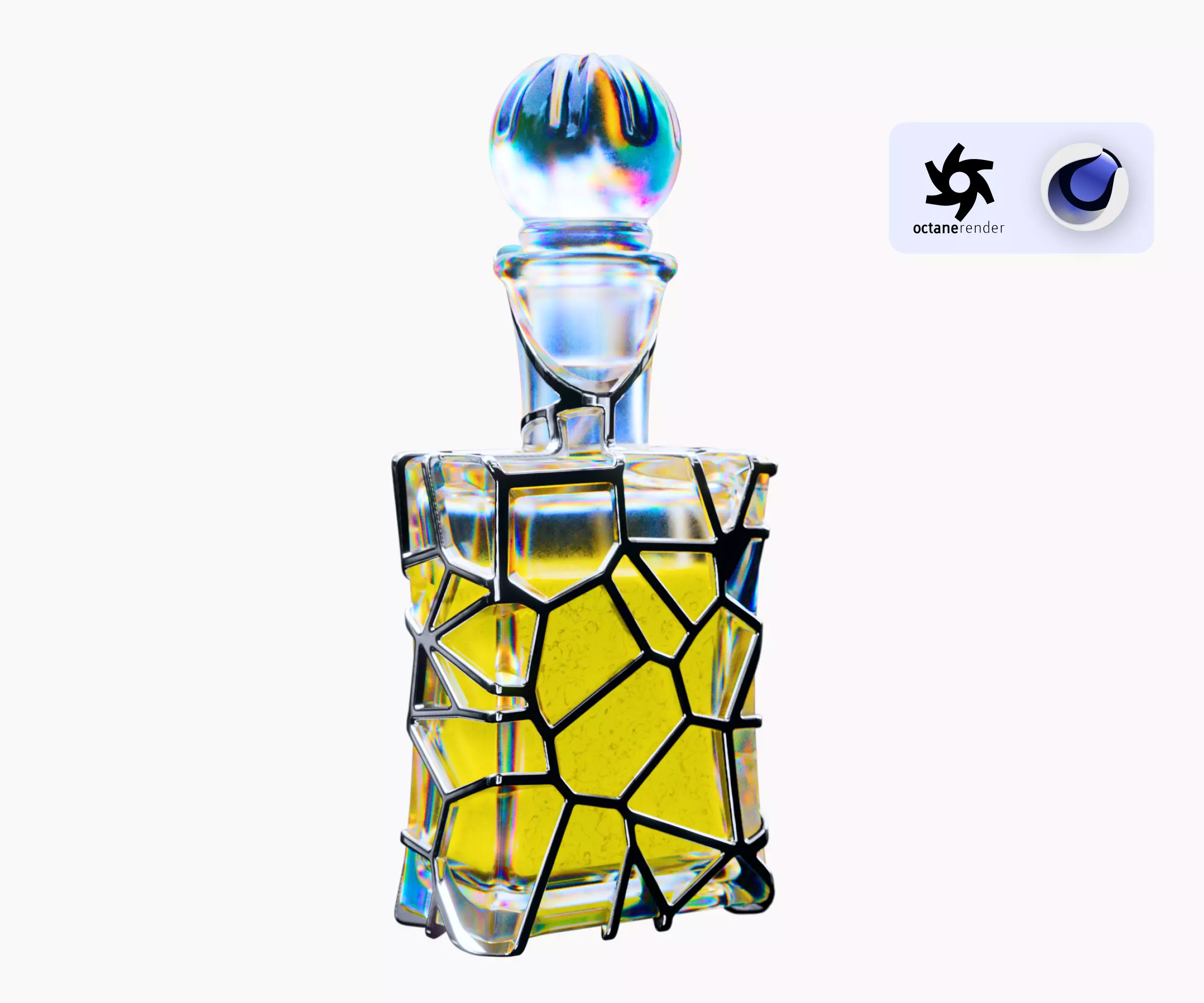 Parfum bottle glass and metal organic voronoi 3D model 3D model