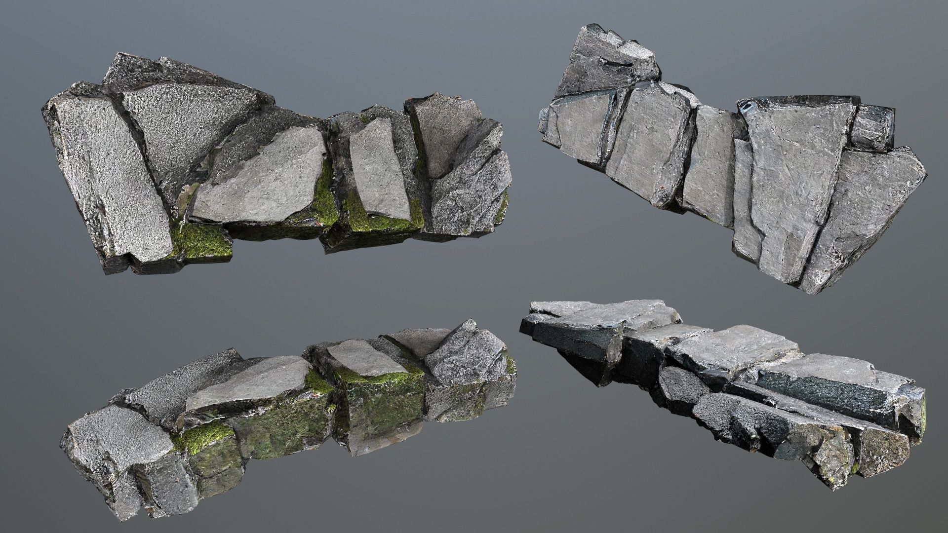 cliff rocks Low-poly 3D model_4