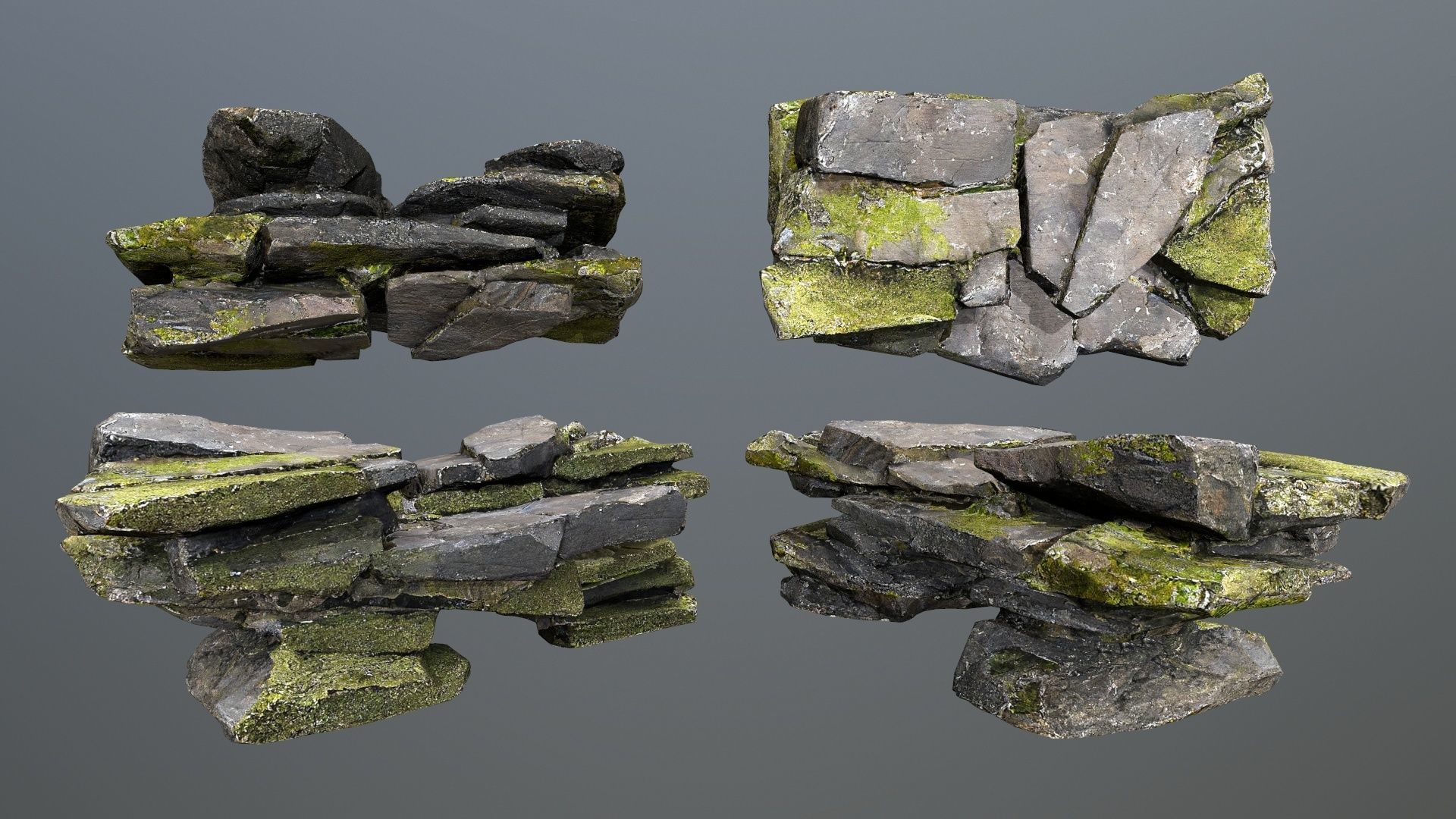 cliff rocks Low-poly 3D model_7